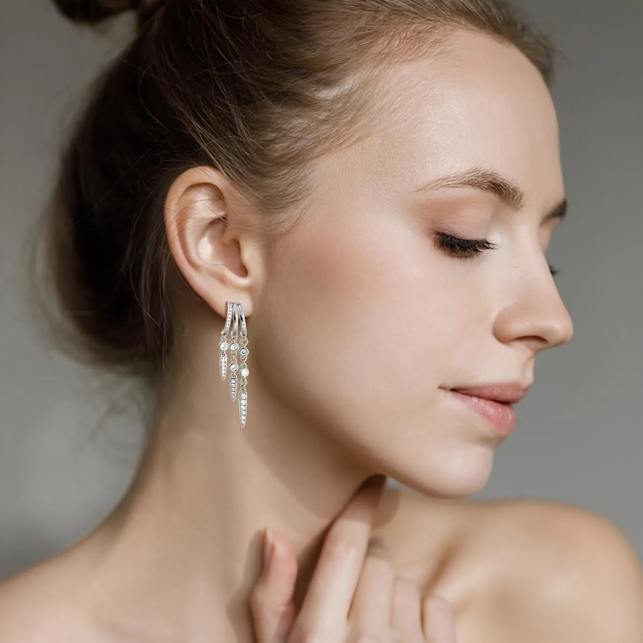 Emibele Orecchini Huggie in Argento per Donna con Pendenti - immagine 2