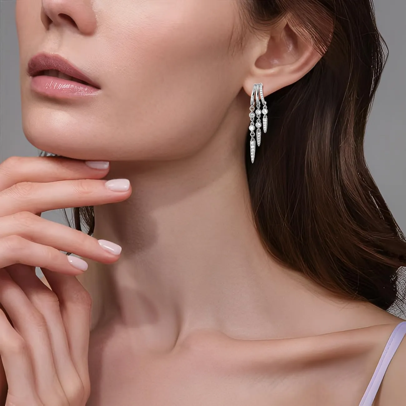 Emibele Orecchini Huggie in Argento per Donna con Pendenti - immagine 4