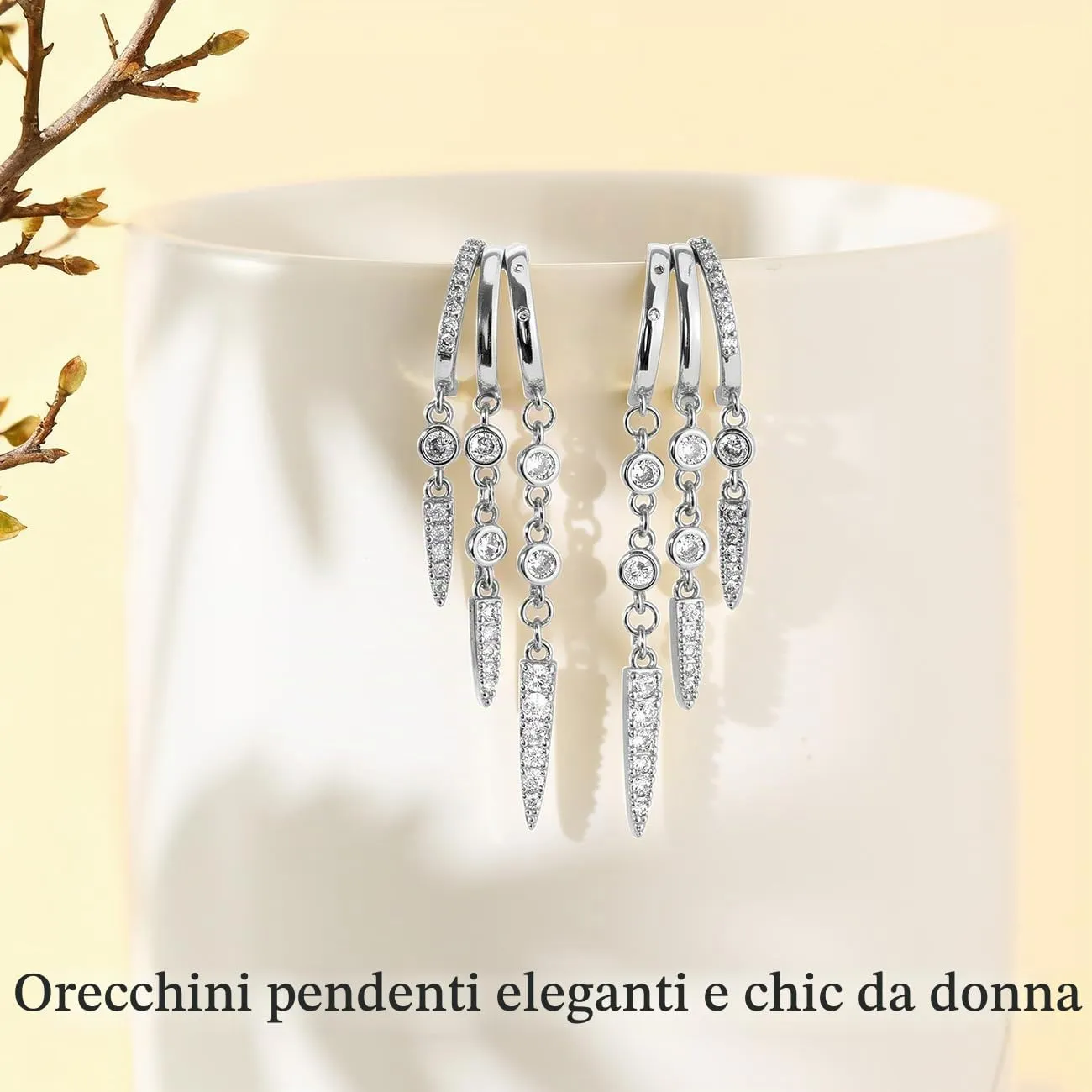 Emibele Orecchini Huggie in Argento per Donna con Pendenti - immagine 5
