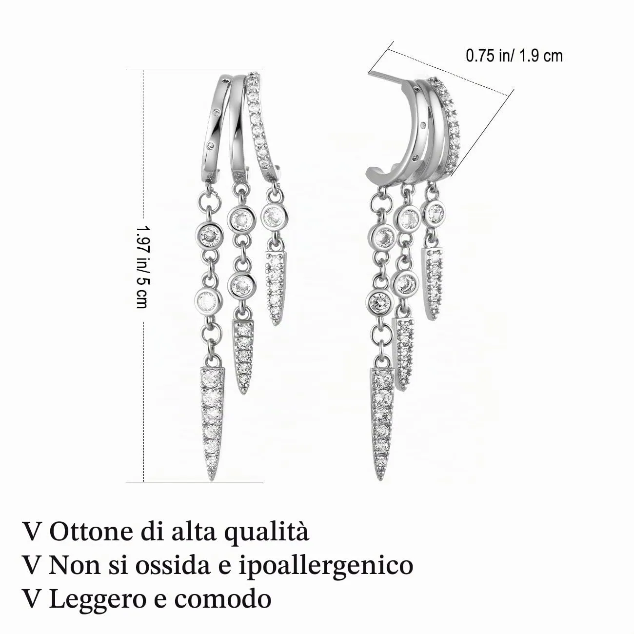 Emibele Orecchini Huggie in Argento per Donna con Pendenti - immagine 7