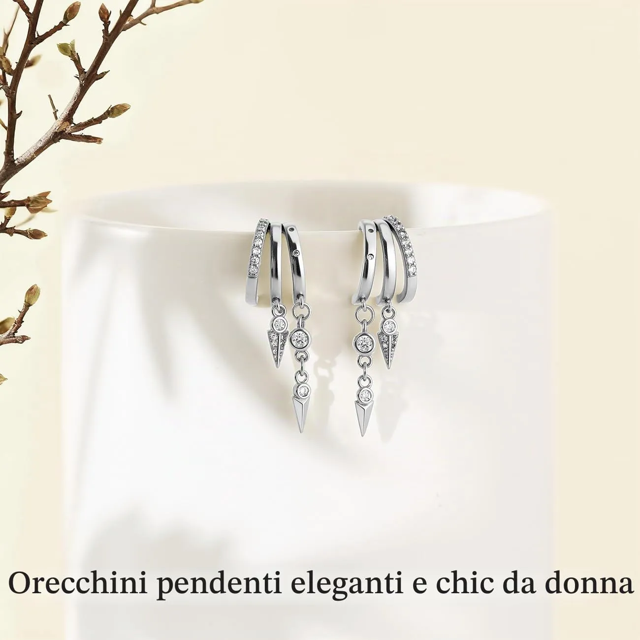 Emibele Orecchini Huggie in Ottone Argento per Donna - immagine 5