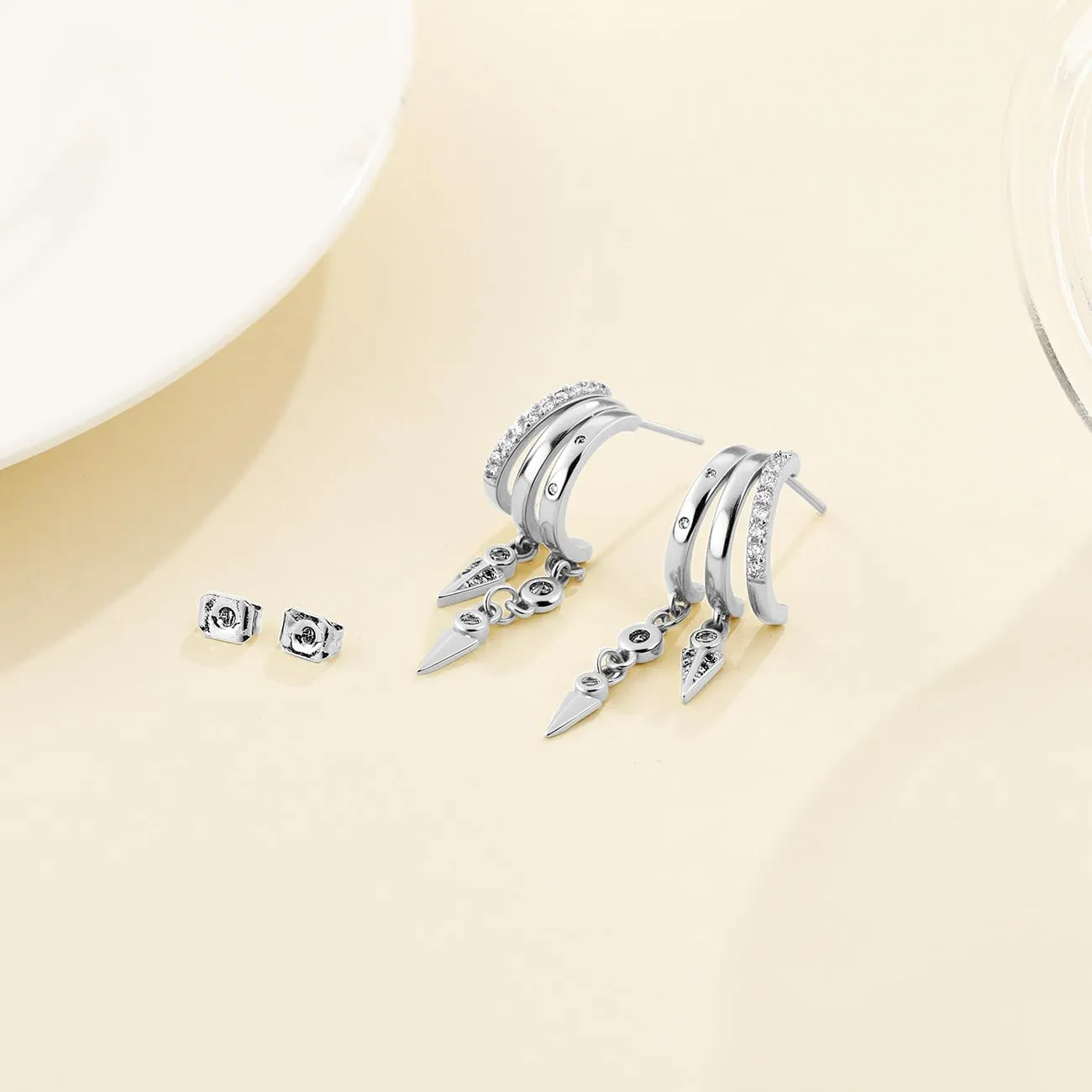 Emibele Orecchini Huggie in Ottone Argento per Donna - immagine 6