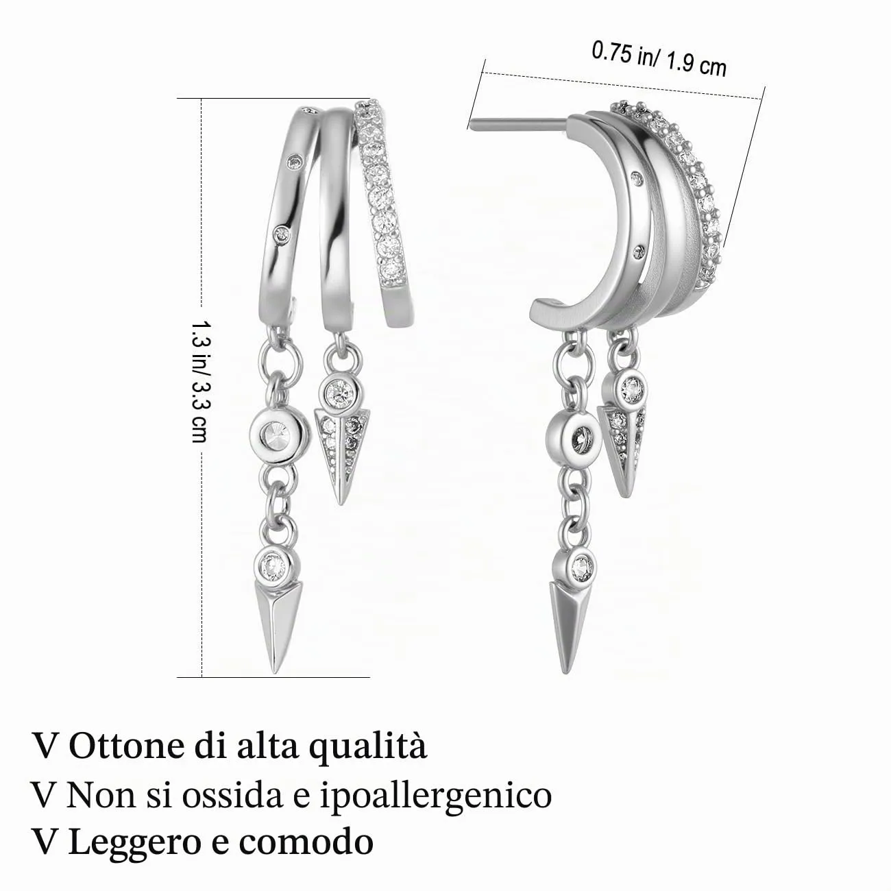 Emibele Orecchini Huggie in Ottone Argento per Donna - immagine 7
