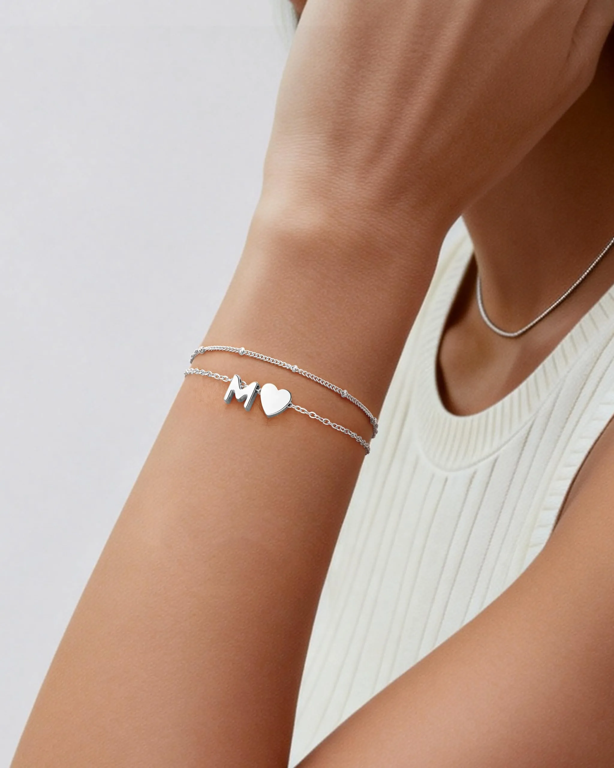 J.Fée Bracciale Donna in Argento 925 con Iniziale Z e Cuore, Design a Strati, Colore Argento - immagine 6