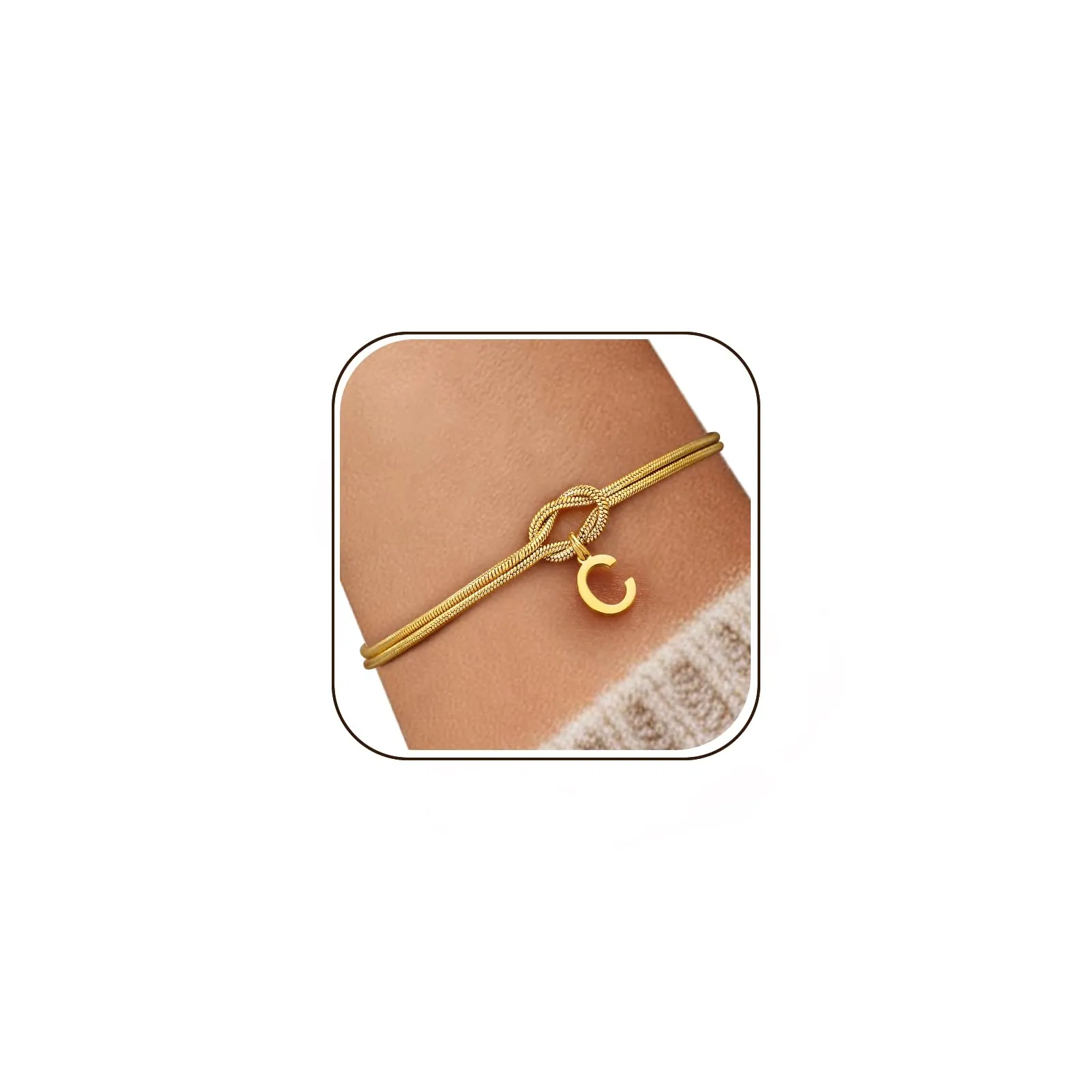 J.Fée Bracciale Nodo con Iniziale in Argento Sterling 925 Placcato Oro 14K - immagine 1