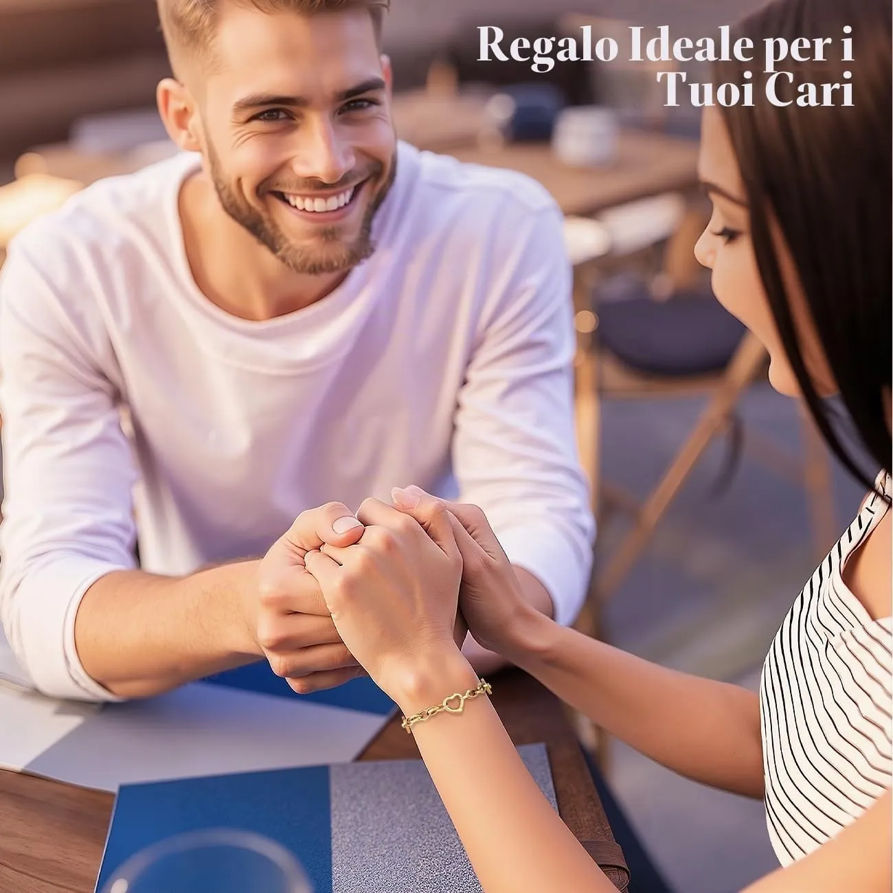 Emibele Bracciale con Ciondolo a Cuore in Acciaio Inossidabile, Colore Oro - immagine 5