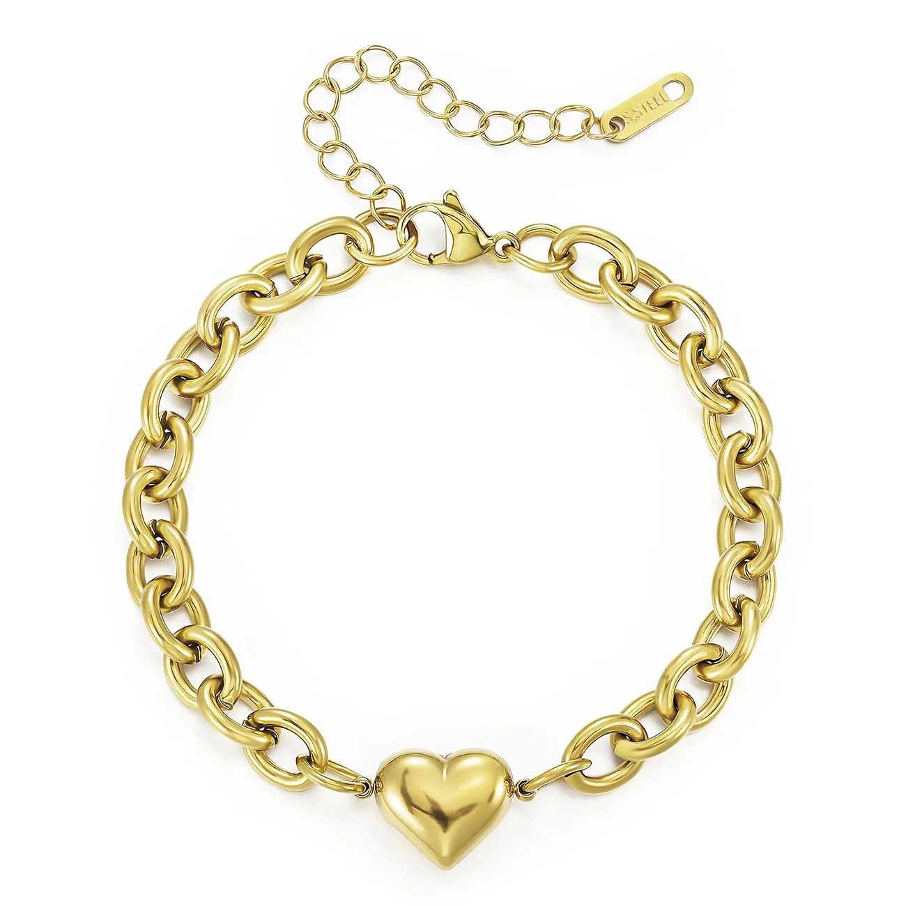 Emibele Bracciale Cuore Placcato Oro 18K per Donna - immagine 1