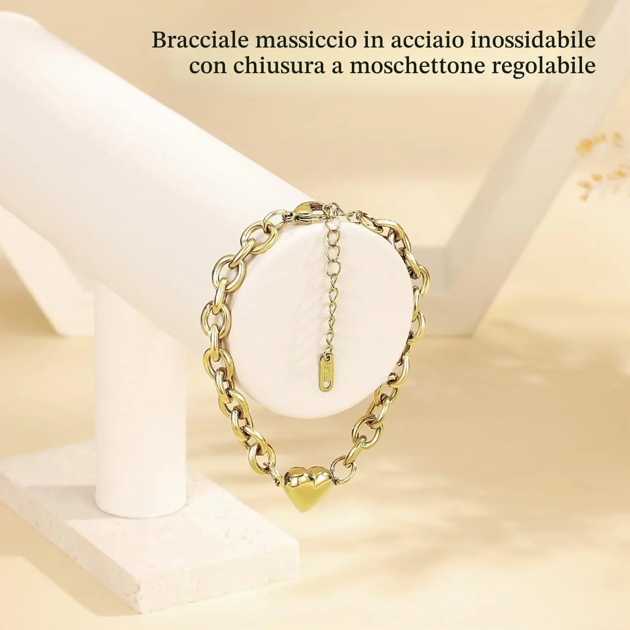 Emibele Bracciale Cuore Placcato Oro 18K per Donna - immagine 6