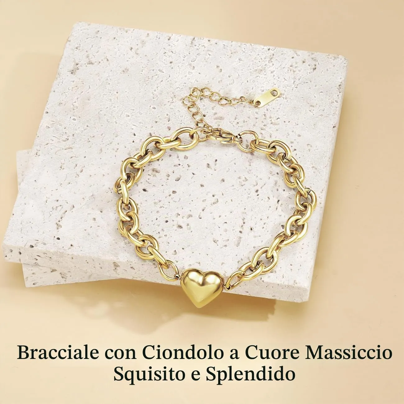 Emibele Bracciale Cuore Placcato Oro 18K per Donna - immagine 7