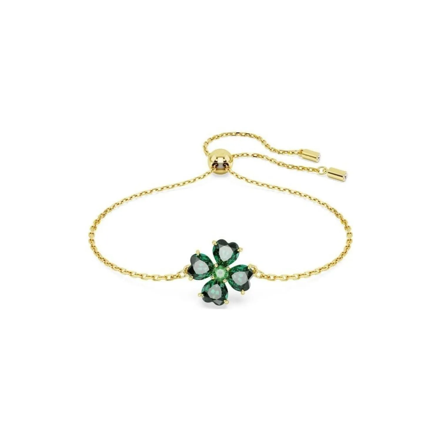 Swarovski Idyllia Braccialetto Quadrifoglio Verde Placcato Color Oro - immagine 4