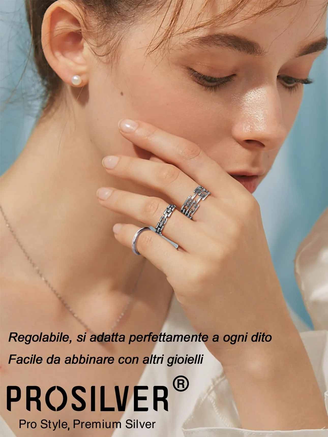 PROSILVER Anello Regolabile Donna in Argento 925, 2,5mm, Finitura Lucidata - immagine 3