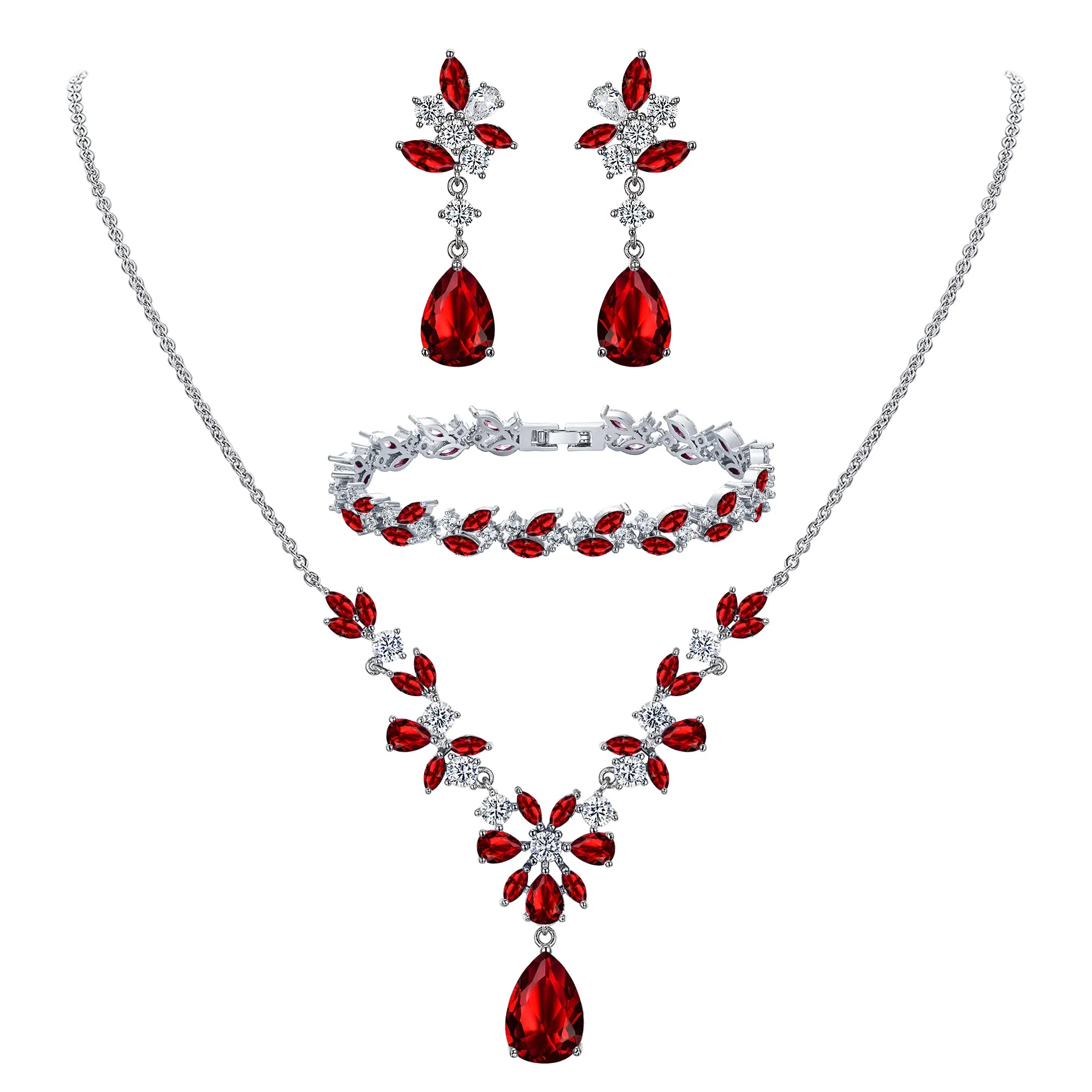 Clearine Set di Gioielli in Zirconia Cubica con Collana, Bracciale e Orecchini per Donna - immagine 1