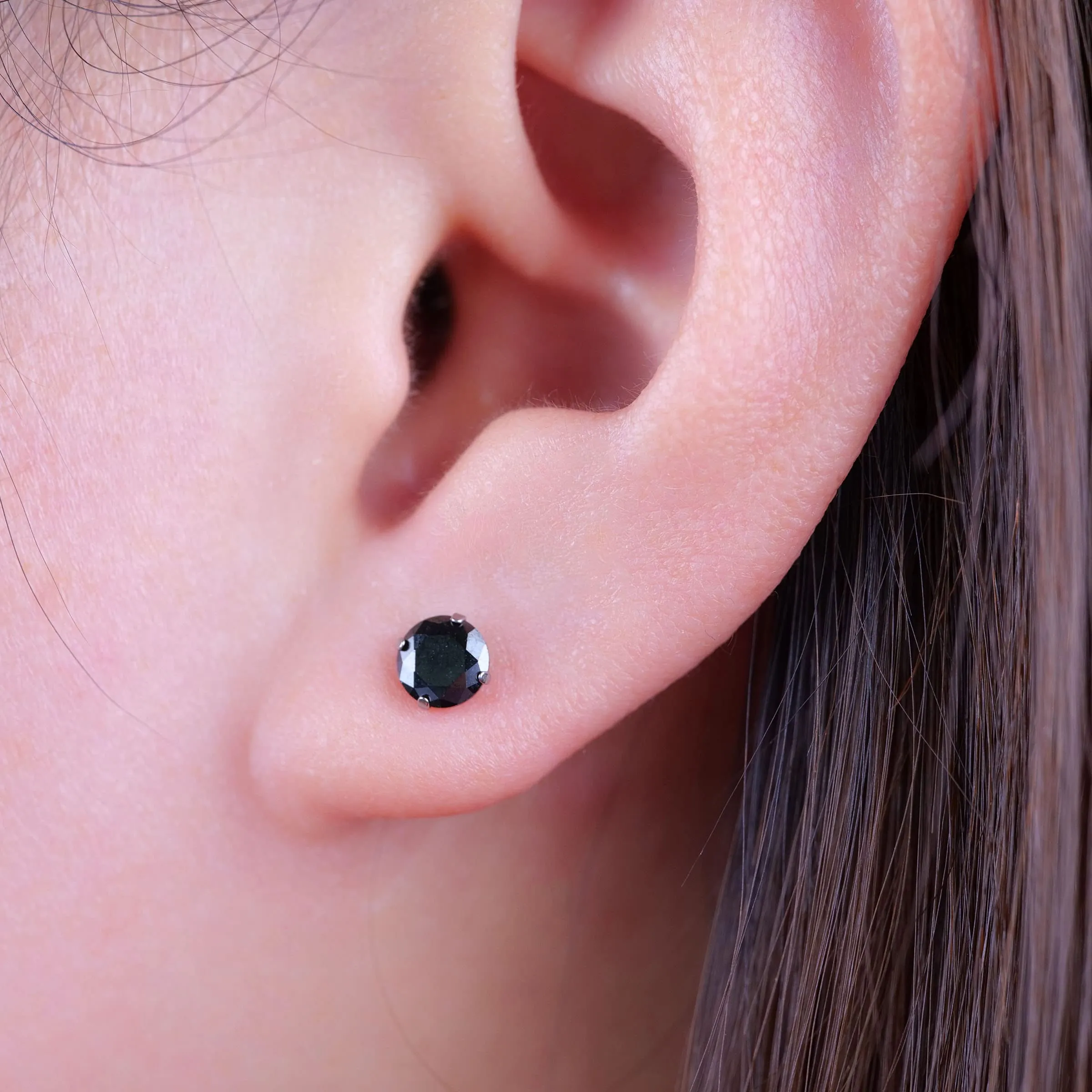 Limerencia Orecchini in Titanio G23 Anallergico con Zirconi, Flat Back per Cartilagine e Tragus, 20G, 5 mm, Nero - immagine 5
