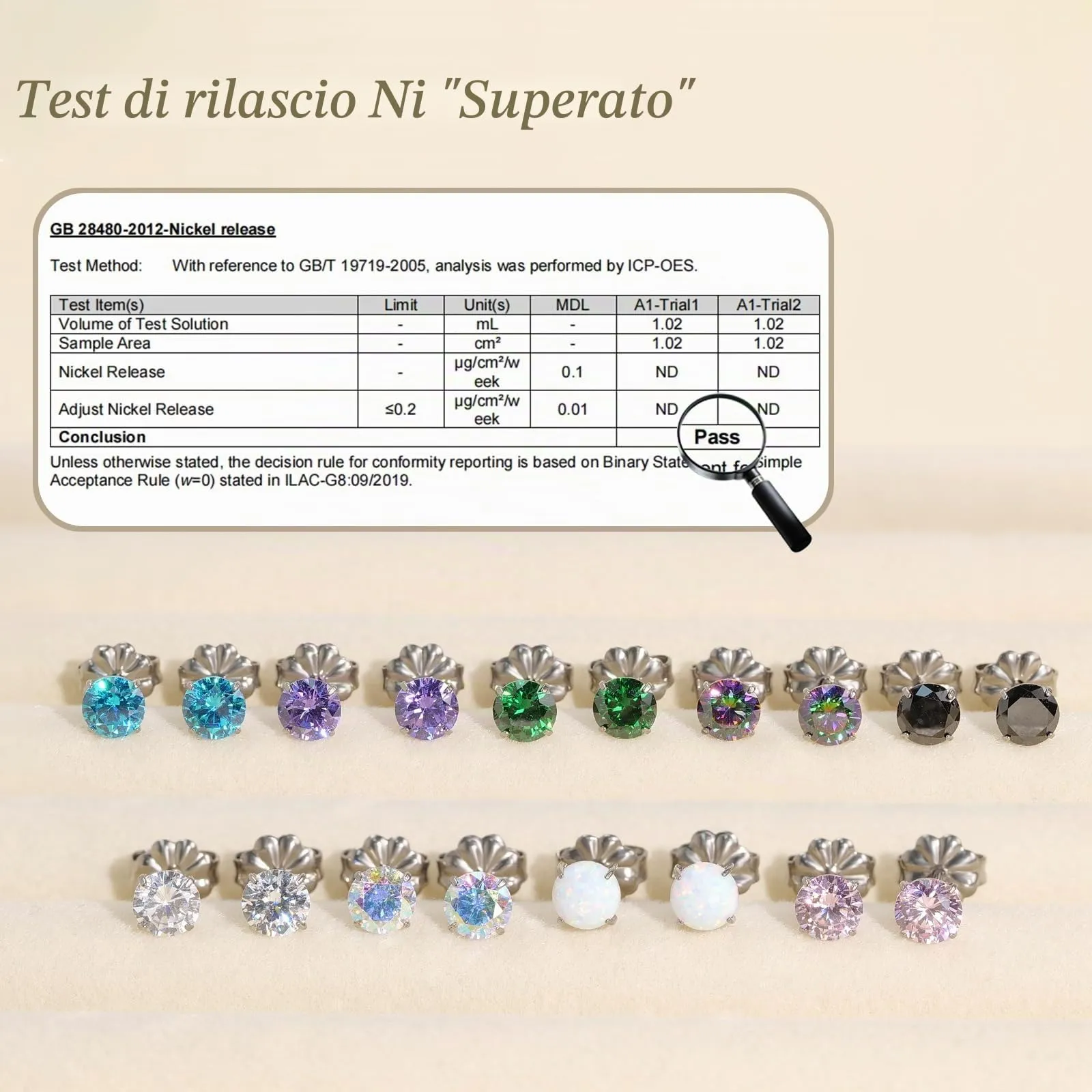 Limerencia Orecchini in Titanio G23 Anallergici con CZ, 20G Flat Back per Cartilagine e Tragus, 5 mm, Verde - immagine 3