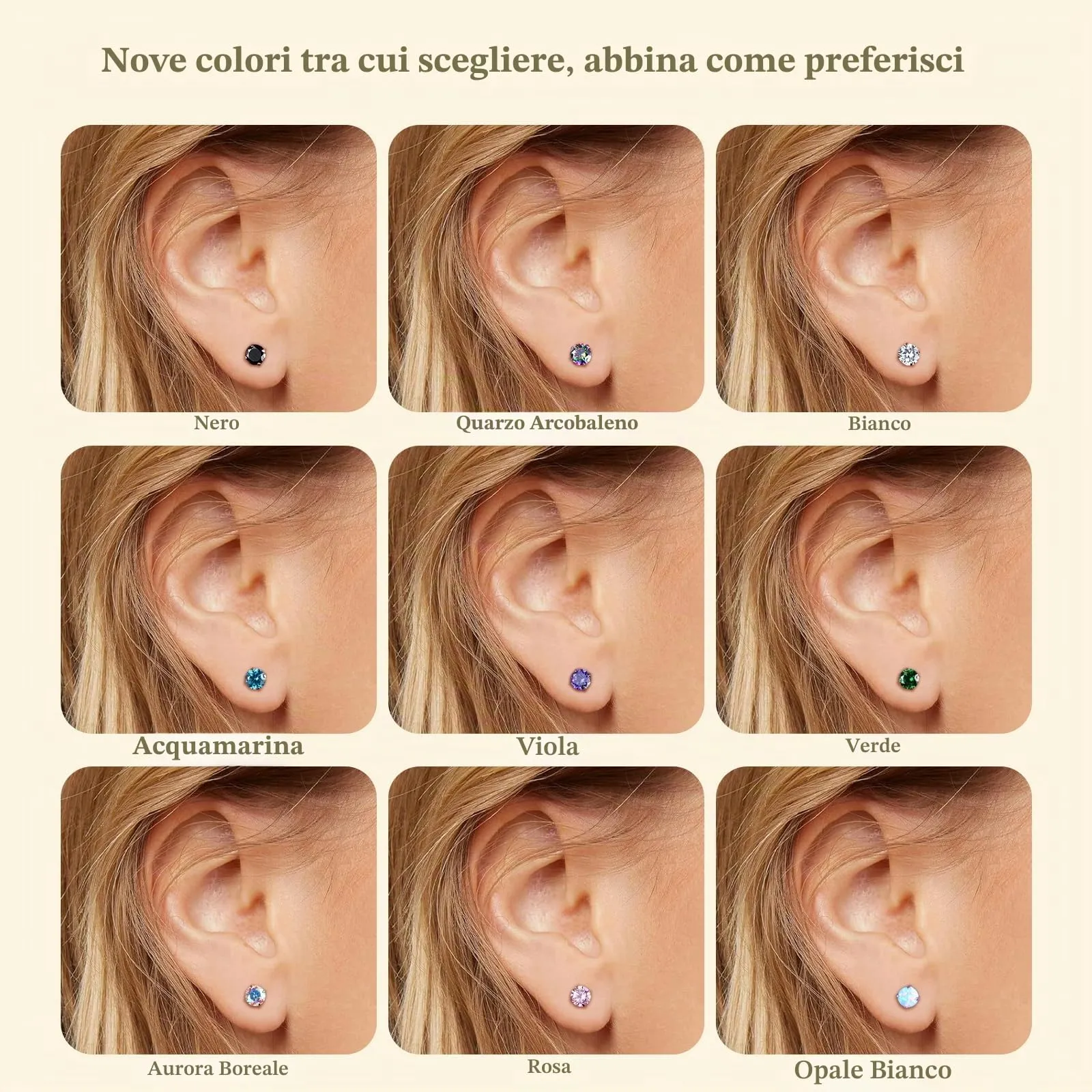 Limerencia Orecchini in Titanio G23 Anallergico con Zirconi 20G Flat Back per Cartilagine e Tragus - immagine 3