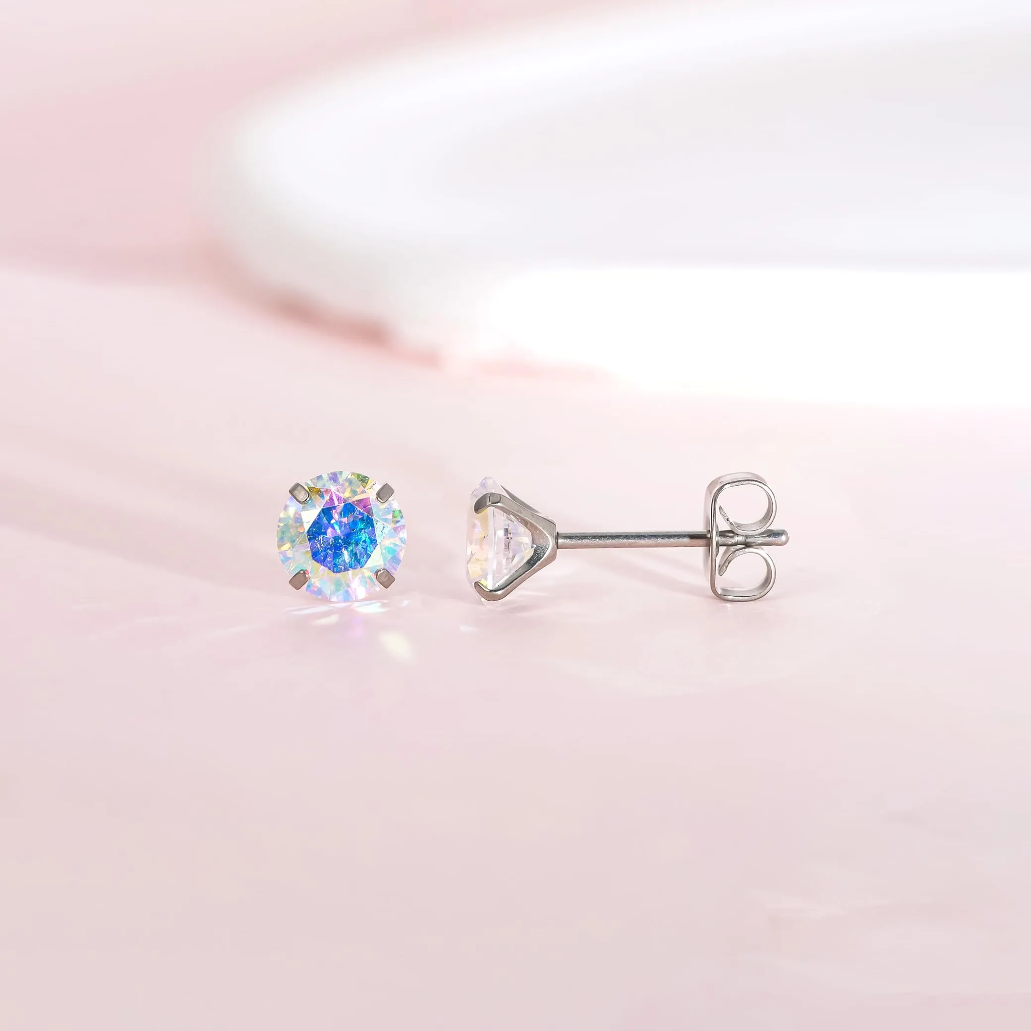 Limerencia Orecchini in Titanio G23 Anallergici con CZ, 20G Flat Back per Cartilagine e Tragus, 5 mm, Aurora Boreale - immagine 5
