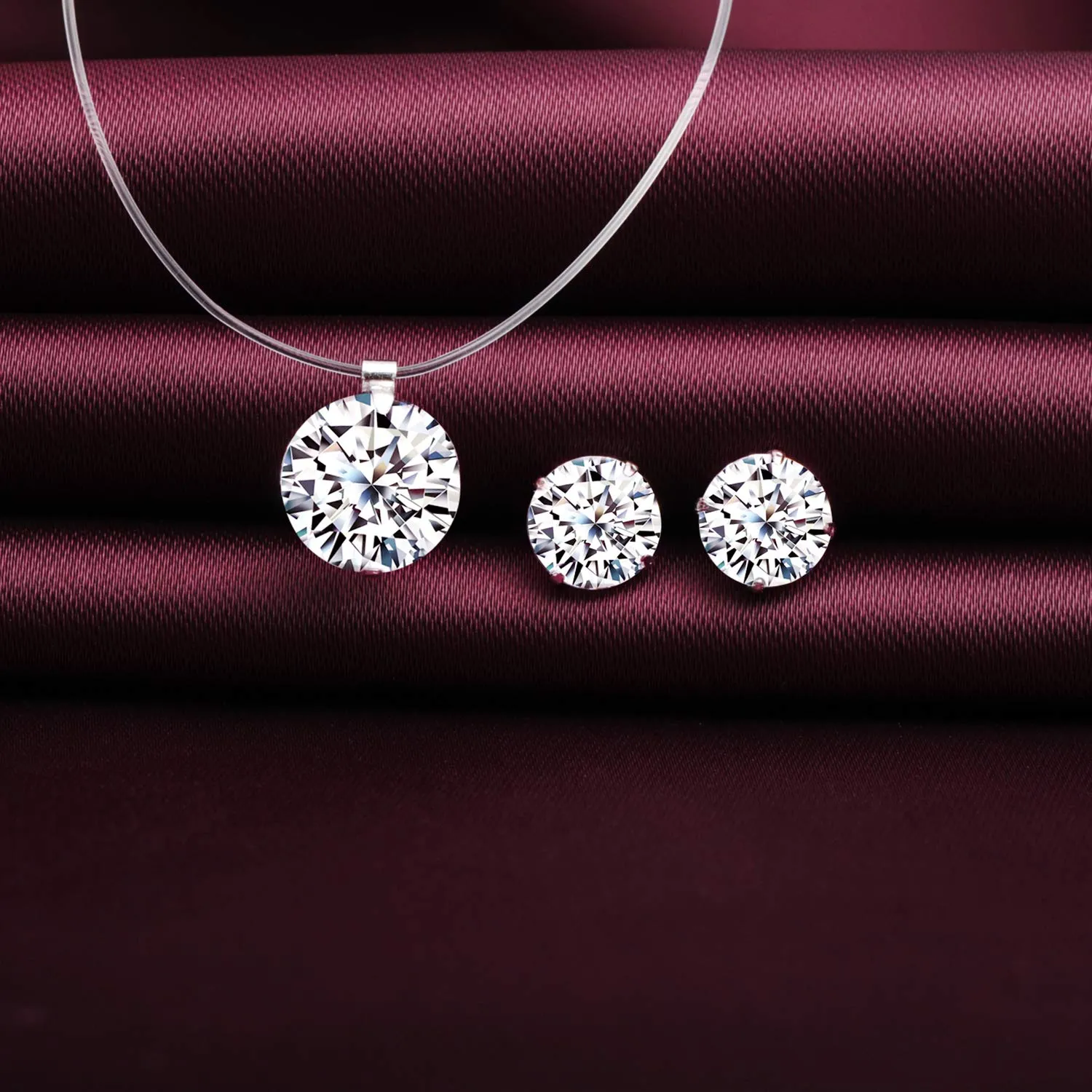 Yumilok Set di Gioielli in Argento Sterling 925 con Zirconia Cubica, Collana e Orecchini Y40042 - immagine 3