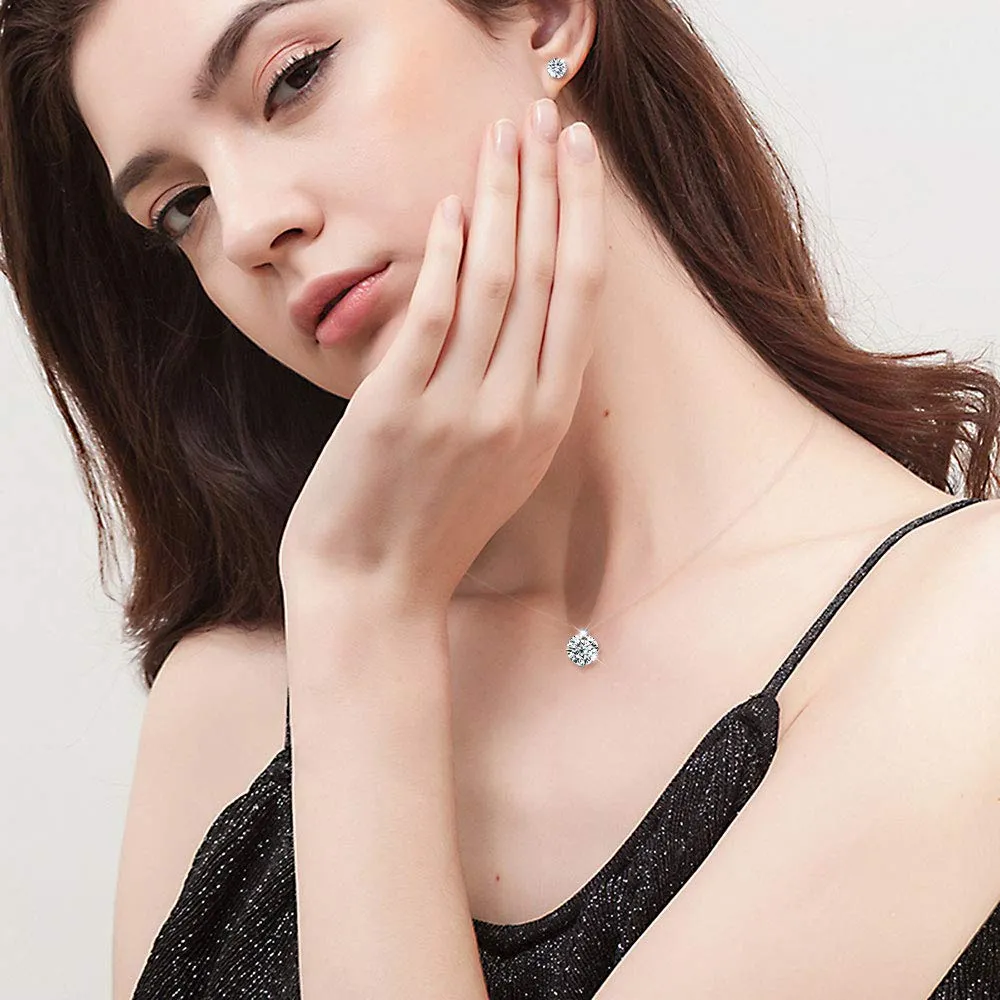 Yumilok Set di Gioielli in Argento Sterling 925 con Zirconia Cubica, Collana e Orecchini Y40042 - immagine 5