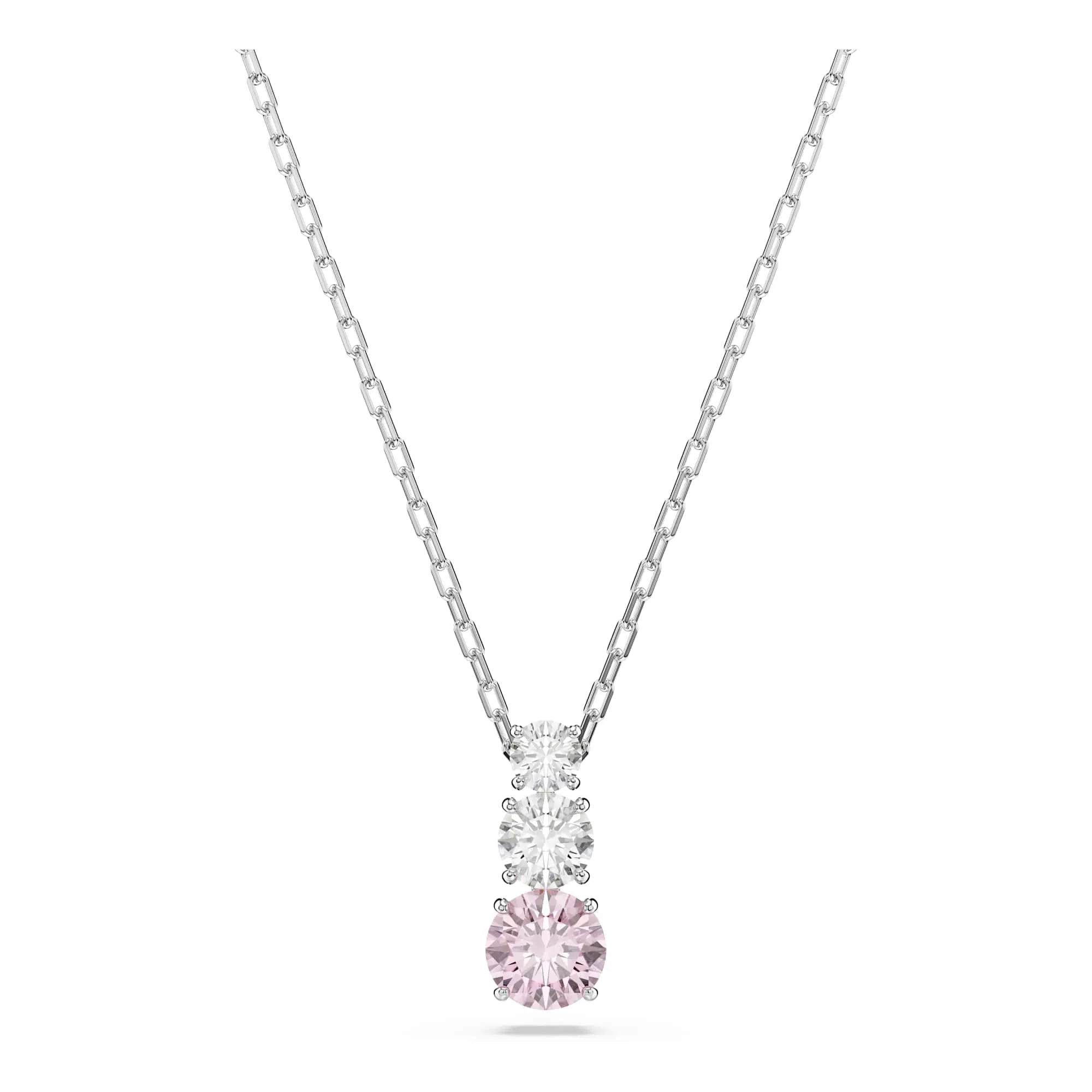 Swarovski Pendente Stilla Attract, Taglio Round, Rosa, Placcato Rodio - immagine 1
