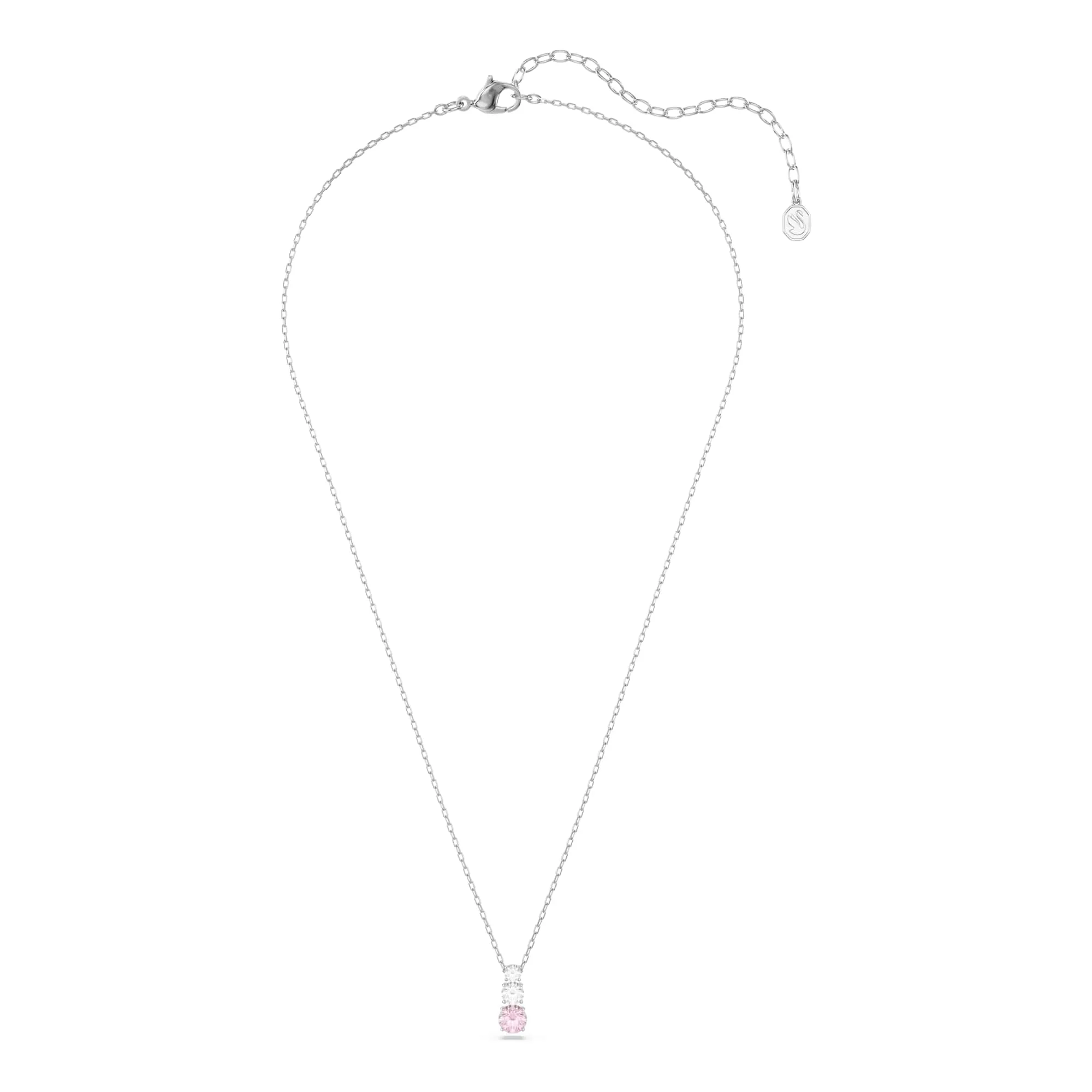 Swarovski Pendente Stilla Attract, Taglio Round, Rosa, Placcato Rodio - immagine 2