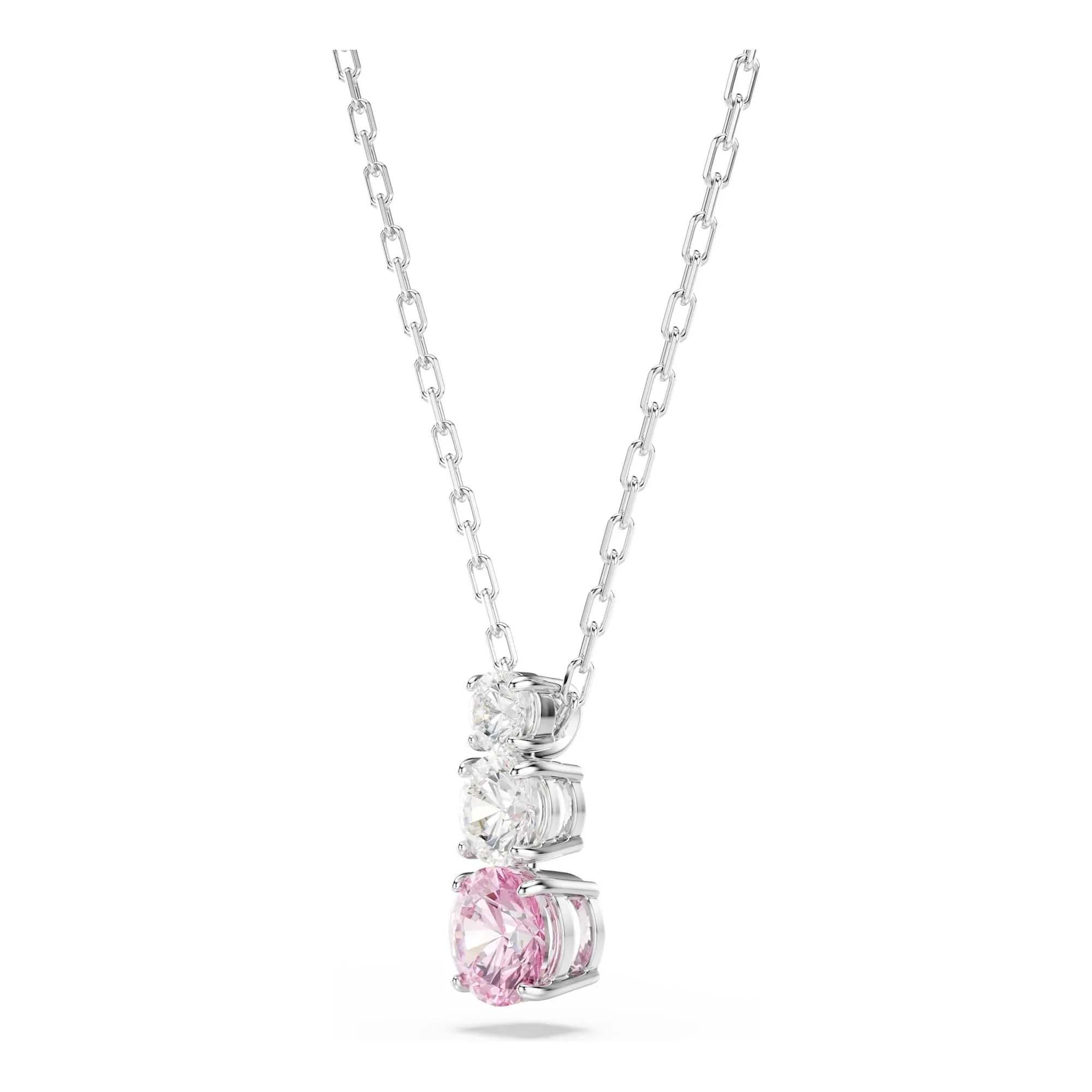 Swarovski Pendente Stilla Attract, Taglio Round, Rosa, Placcato Rodio - immagine 3