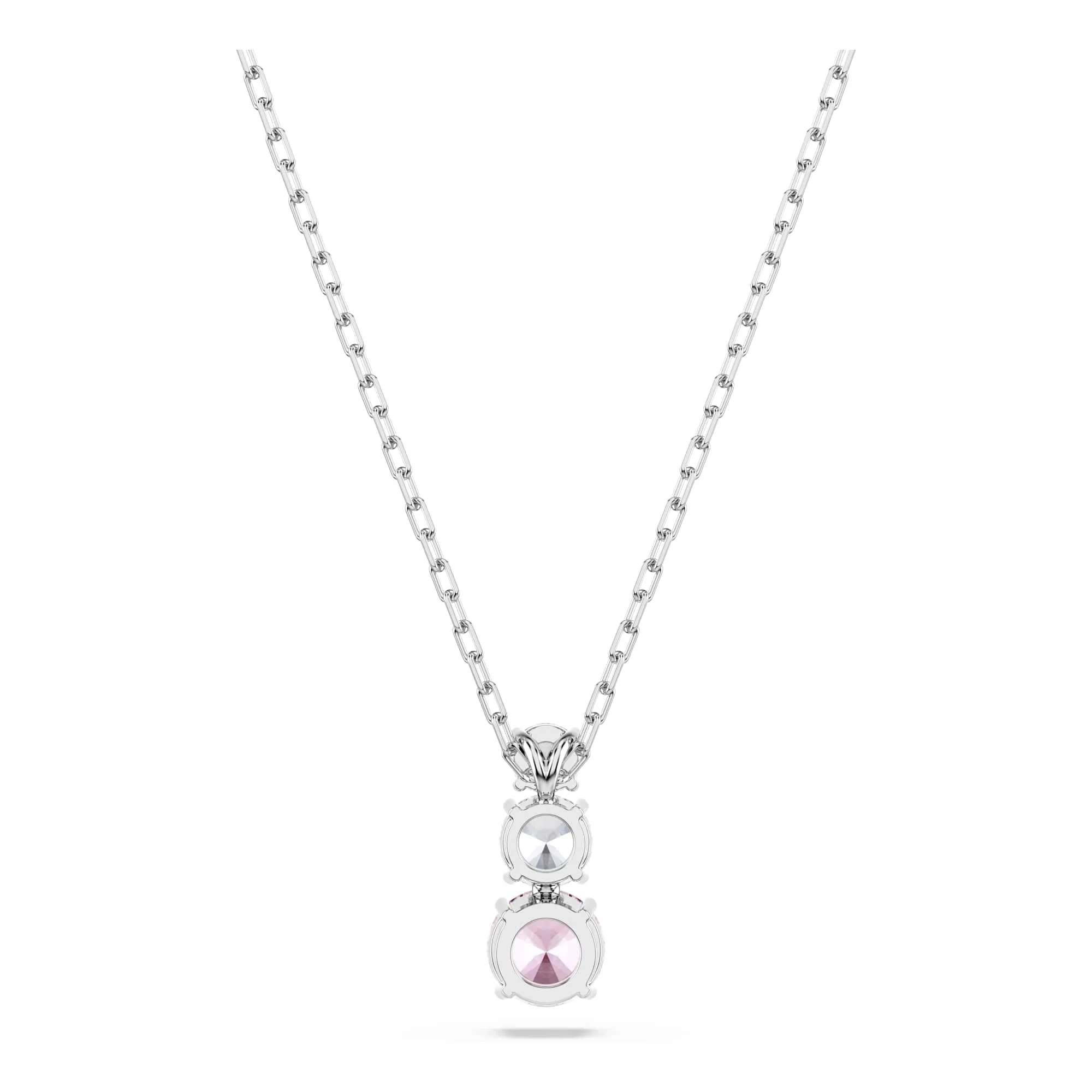 Swarovski Pendente Stilla Attract, Taglio Round, Rosa, Placcato Rodio - immagine 5