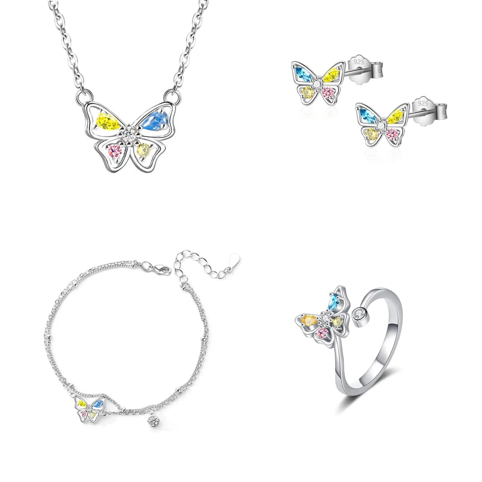 HinDaLi Parure Gioielli Farfalla in Argento 925 per Donna e Bambina - immagine 1