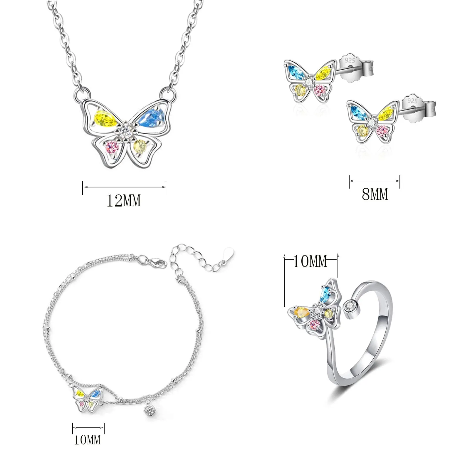 HinDaLi Parure Gioielli Farfalla in Argento 925 per Donna e Bambina - immagine 2