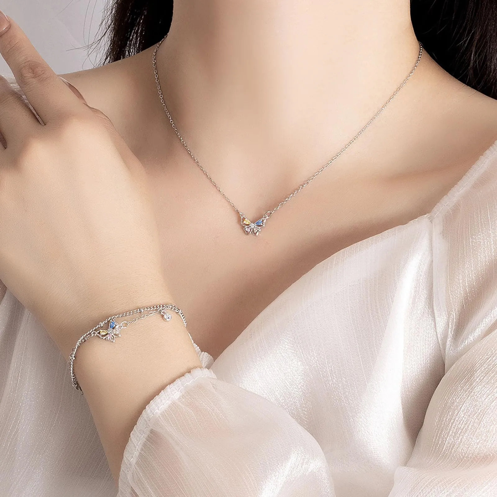 HinDaLi Parure Gioielli Farfalla in Argento 925 per Donna e Bambina - immagine 5