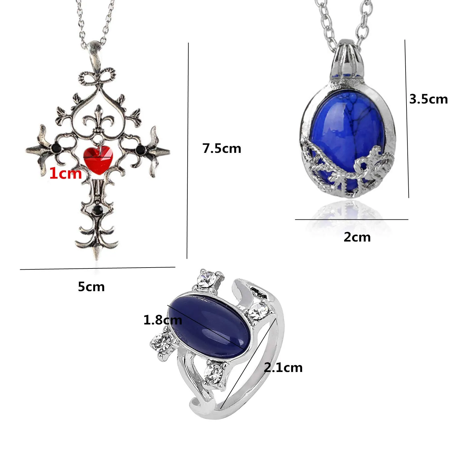 PPX The Vampire Diaries Set: 2 Collane e 1 Anello in Cristallo di Zaffiro - immagine 2