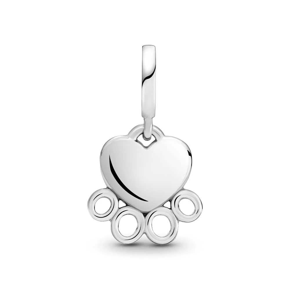 Annmors Ciondolo Impronta di Zampa e Cuori in Argento 925 per Bracciale Charm - immagine 3