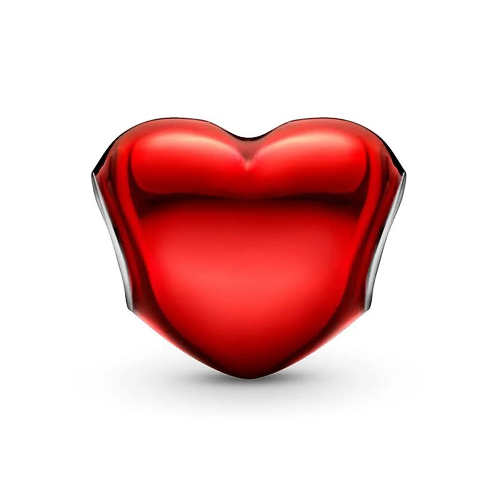 Annmors Ciondolo Cuore Rosso in Argento 925 per Bracciale Charm - immagine 2