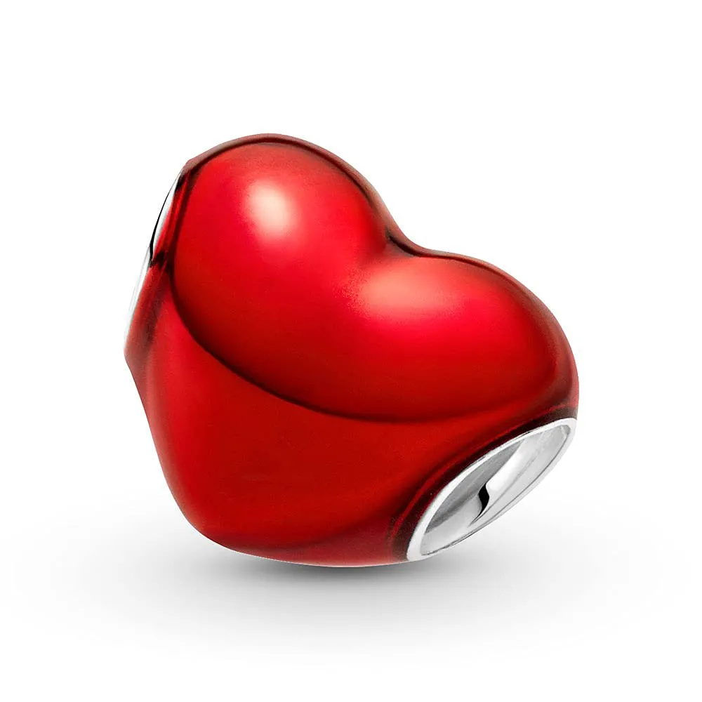 Annmors Ciondolo Cuore Rosso in Argento 925 per Bracciale Charm - immagine 4