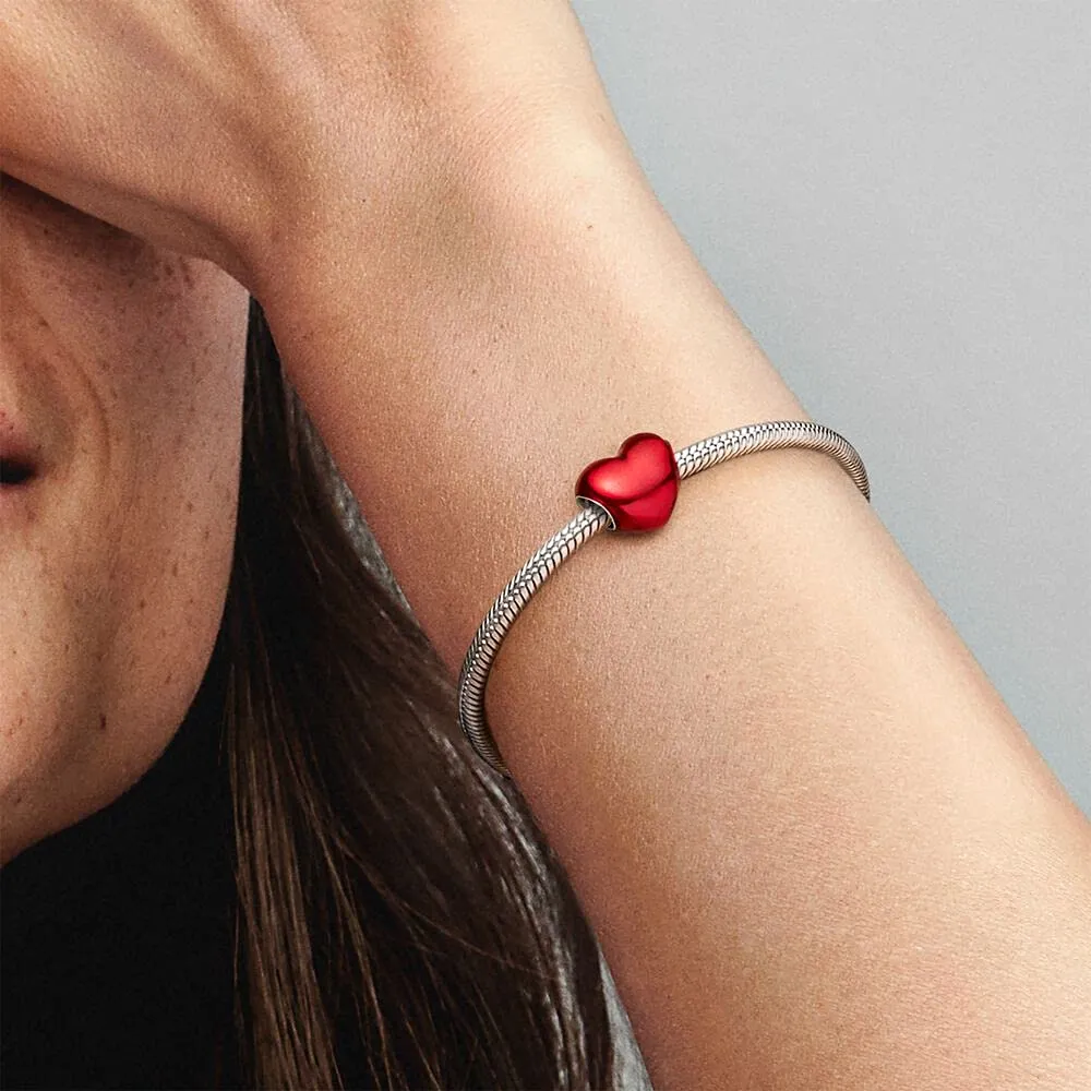 Annmors Ciondolo Cuore Rosso in Argento 925 per Bracciale Charm - immagine 7