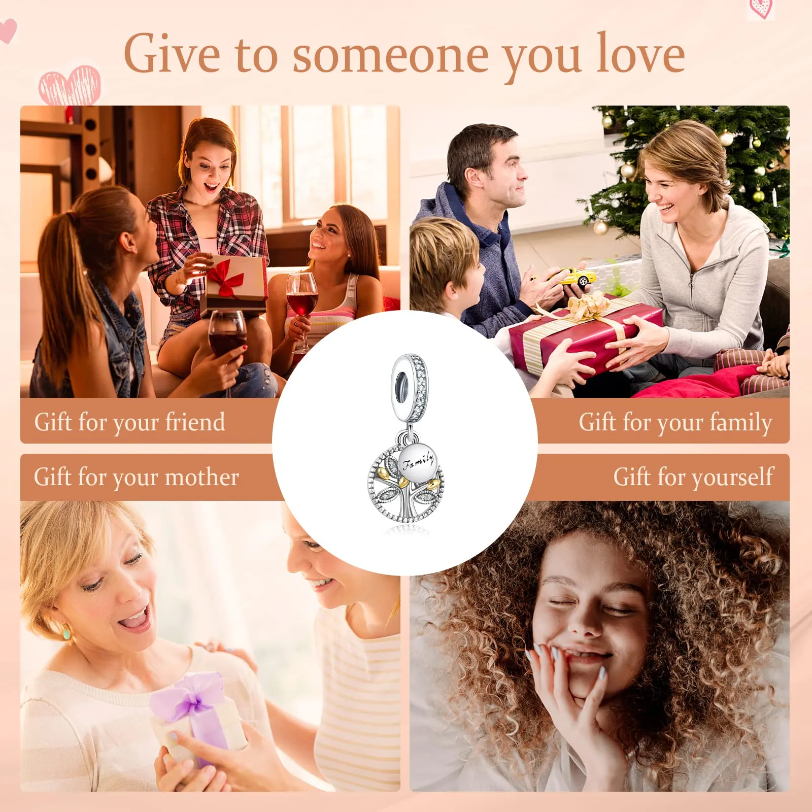 Annmors Family Tree Bead Charm, 925 Sterling Silver, Compatible with European Bracelets and Necklaces - immagine 6
