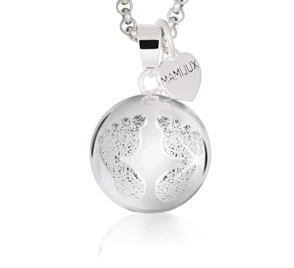 MAMIJUX Chiama Angeli con Piedini, Collana in Acciaio e Ottone Argento per Gravidanza - immagine 1