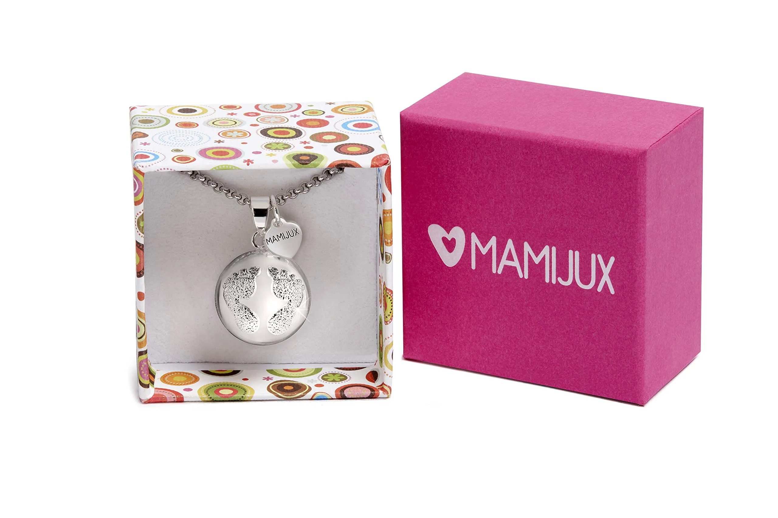 MAMIJUX Chiama Angeli con Piedini, Collana in Acciaio e Ottone Argento per Gravidanza - immagine 6