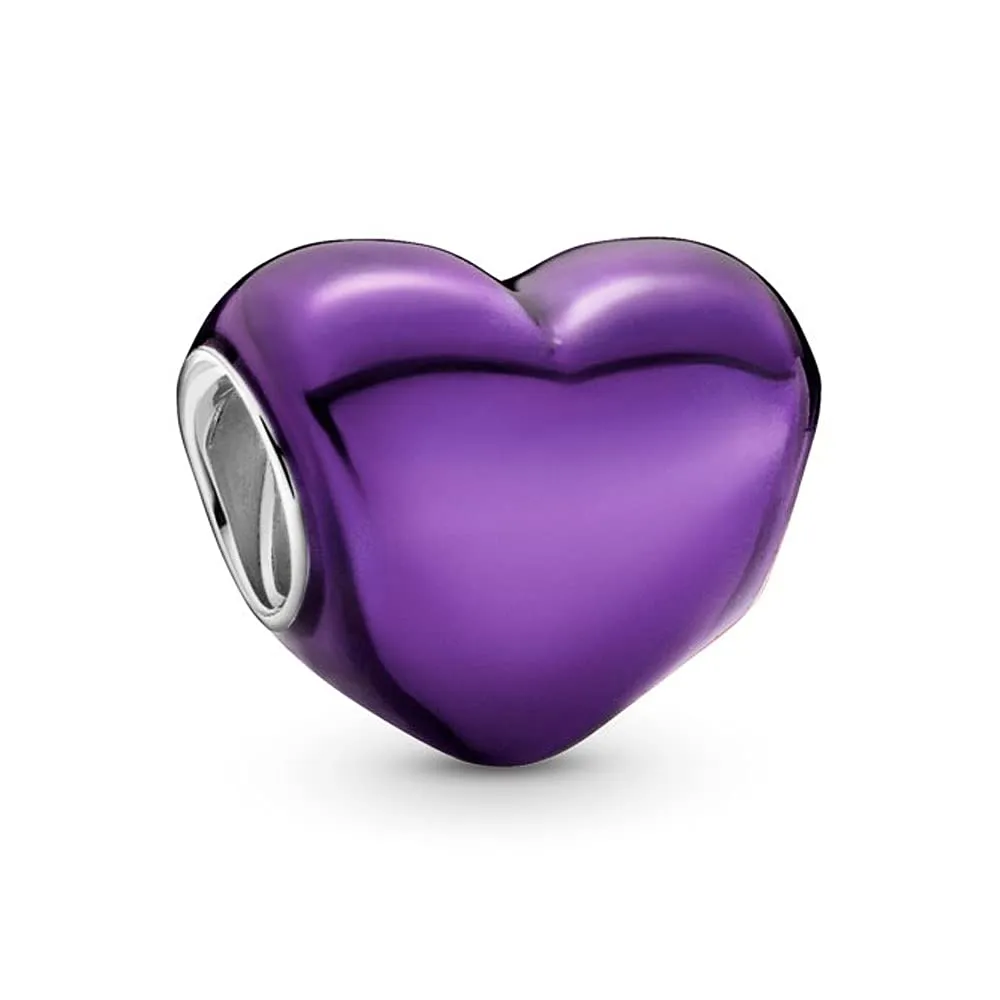 Annmors Ciondolo Cuore Viola in Argento 925 per Bracciale Charm - immagine 1