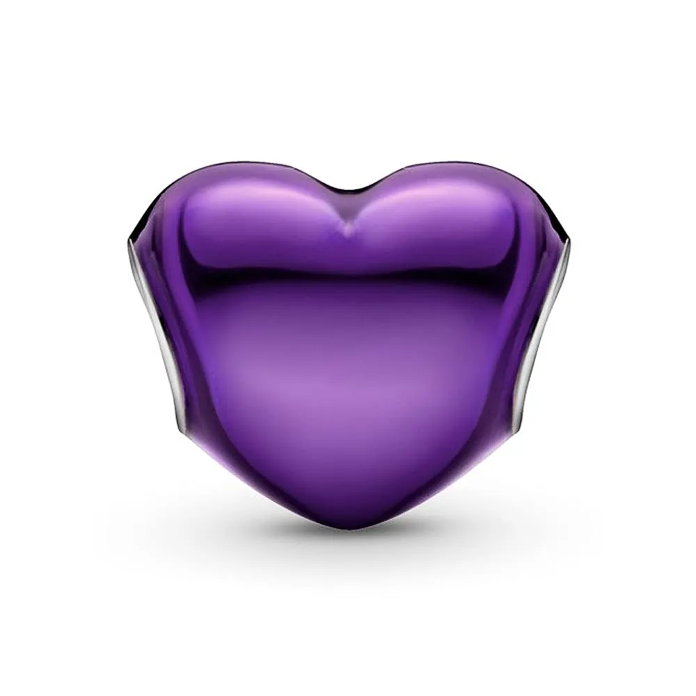 Annmors Ciondolo Cuore Viola in Argento 925 per Bracciale Charm - immagine 2