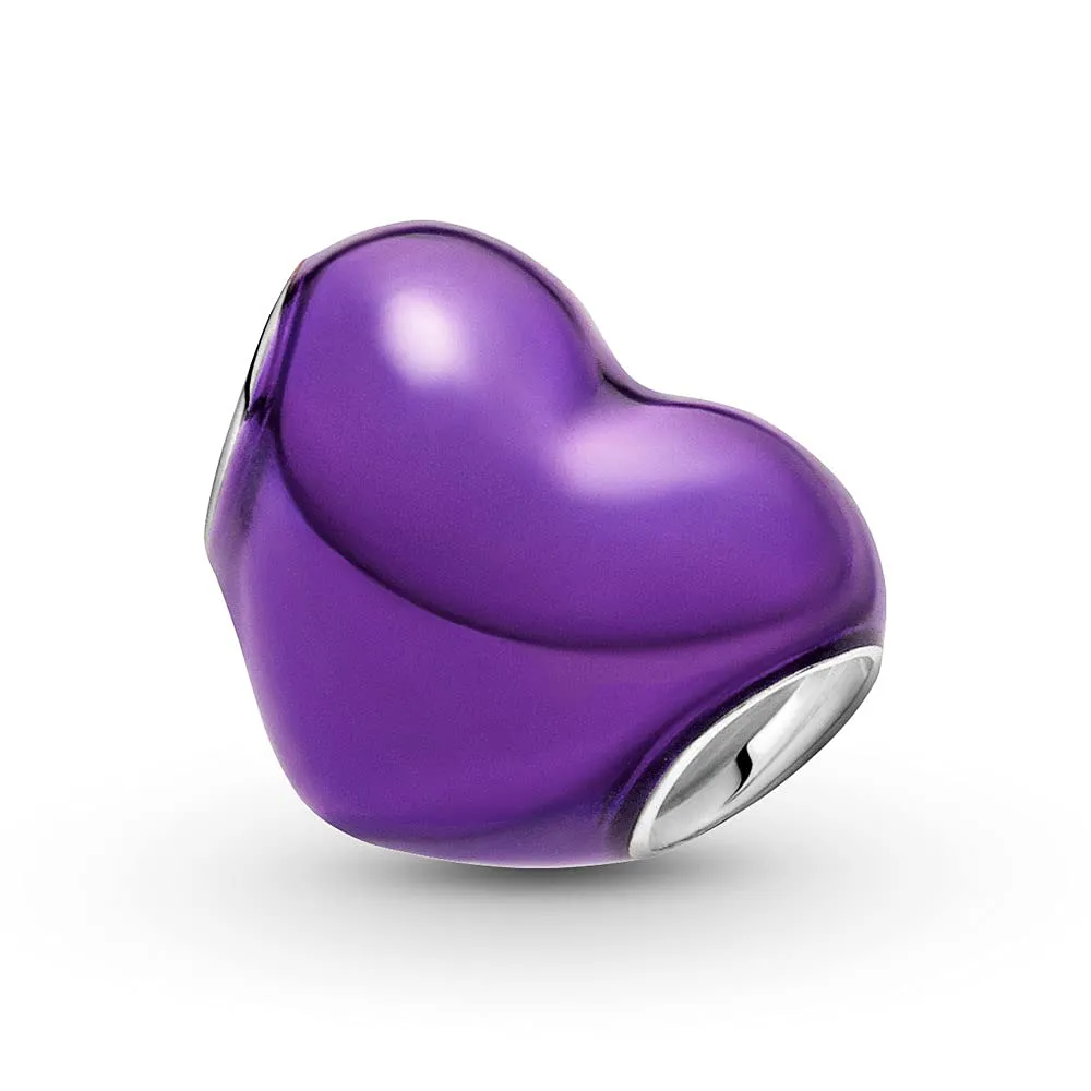 Annmors Ciondolo Cuore Viola in Argento 925 per Bracciale Charm - immagine 4