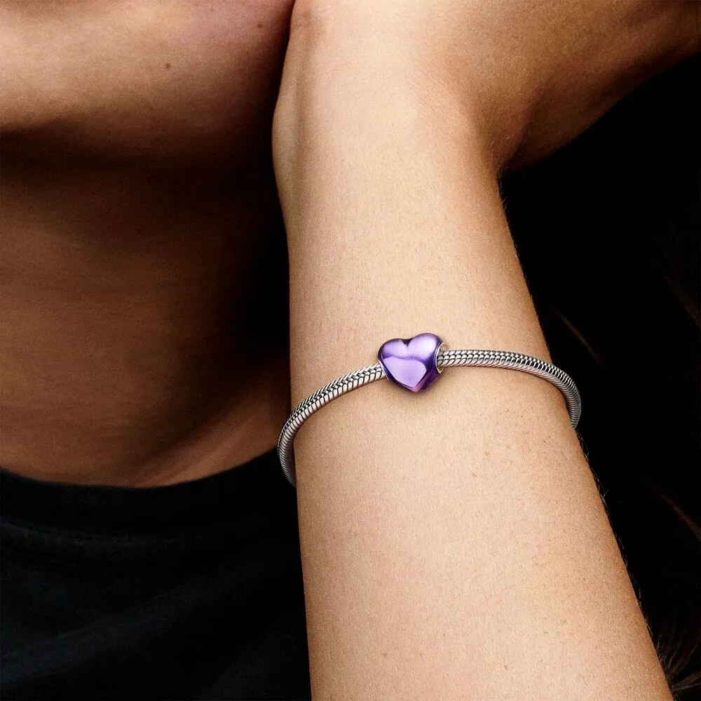 Annmors Ciondolo Cuore Viola in Argento 925 per Bracciale Charm - immagine 7