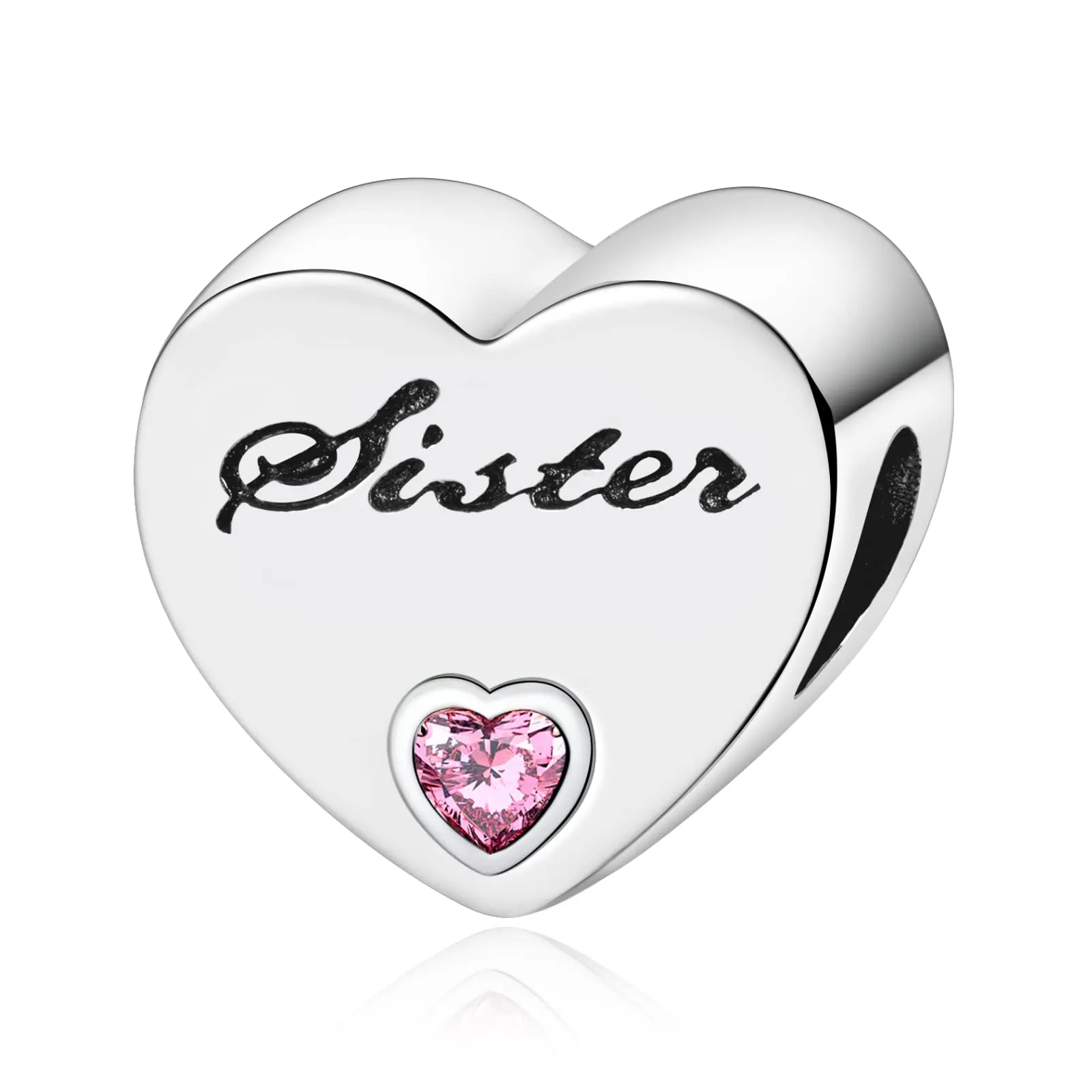 Annmors Ciondolo a Cuore Sorella in Argento 925 con Zirconia Cubica per Bracciale Charm - immagine 1