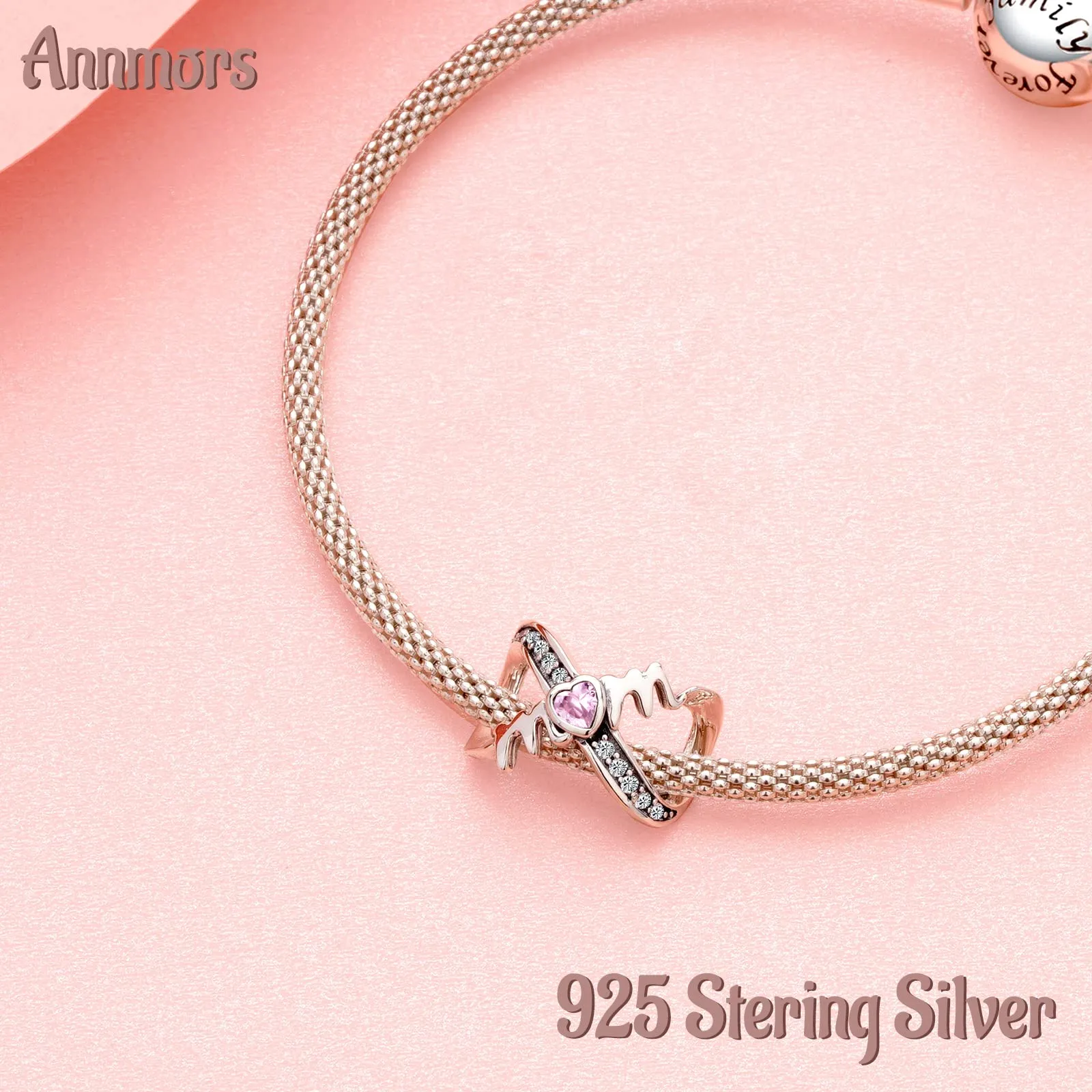 Annmors Ciondolo in Argento Sterling 925 Infinite Moon Love con Zirconia Cubica - immagine 2