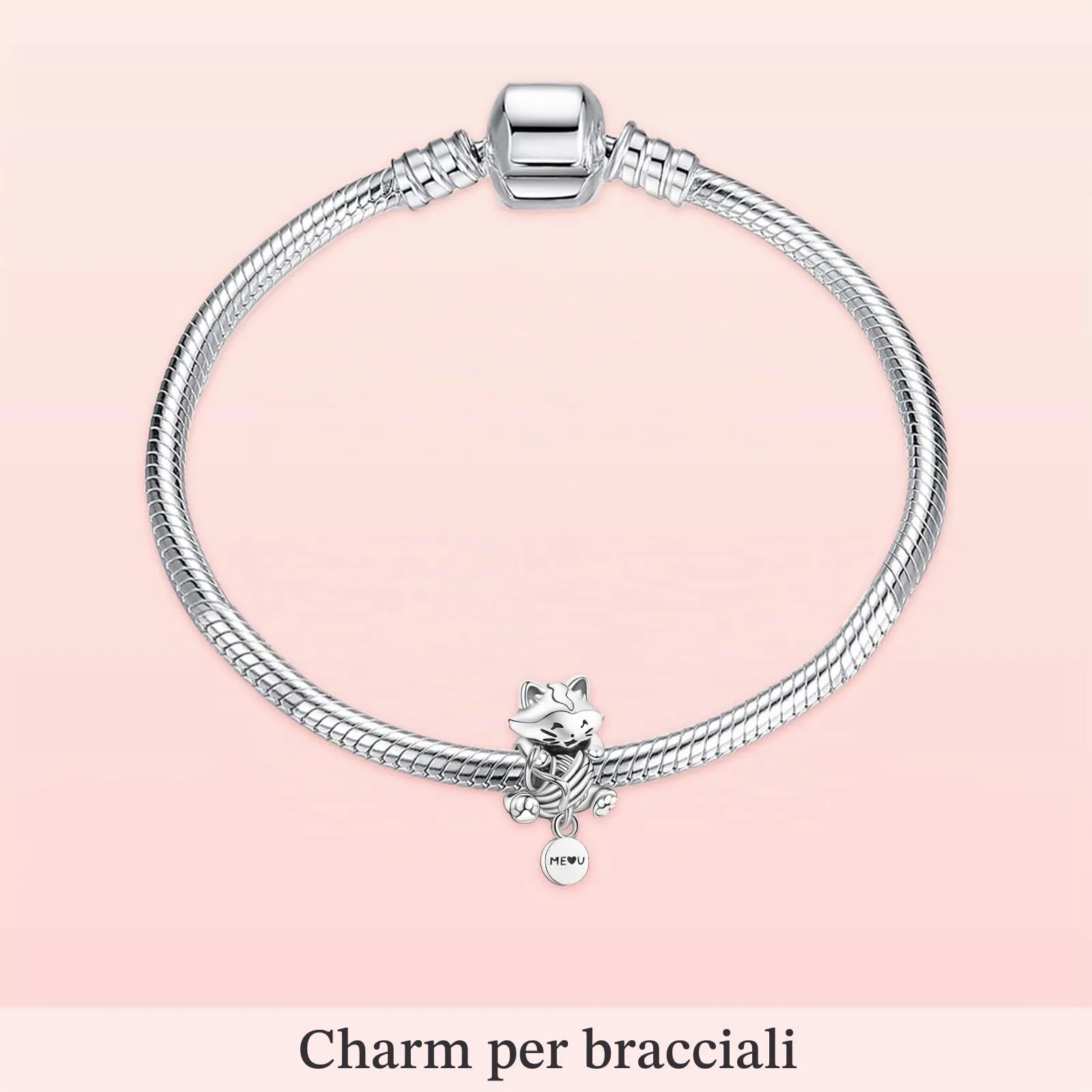 Annmors Ciondolo Gattino e Gomitolo in Argento 925 per Bracciale e Collana - immagine 3