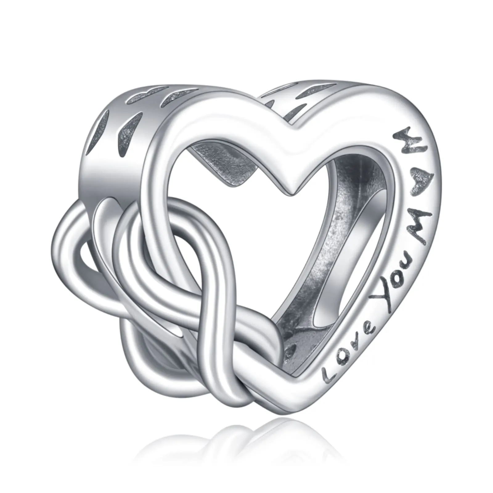 Annmors Love Mom Bead Charms, 925 Sterling Silver Cubic Zirconia Pendant for European Bracelets and Necklaces - immagine 1