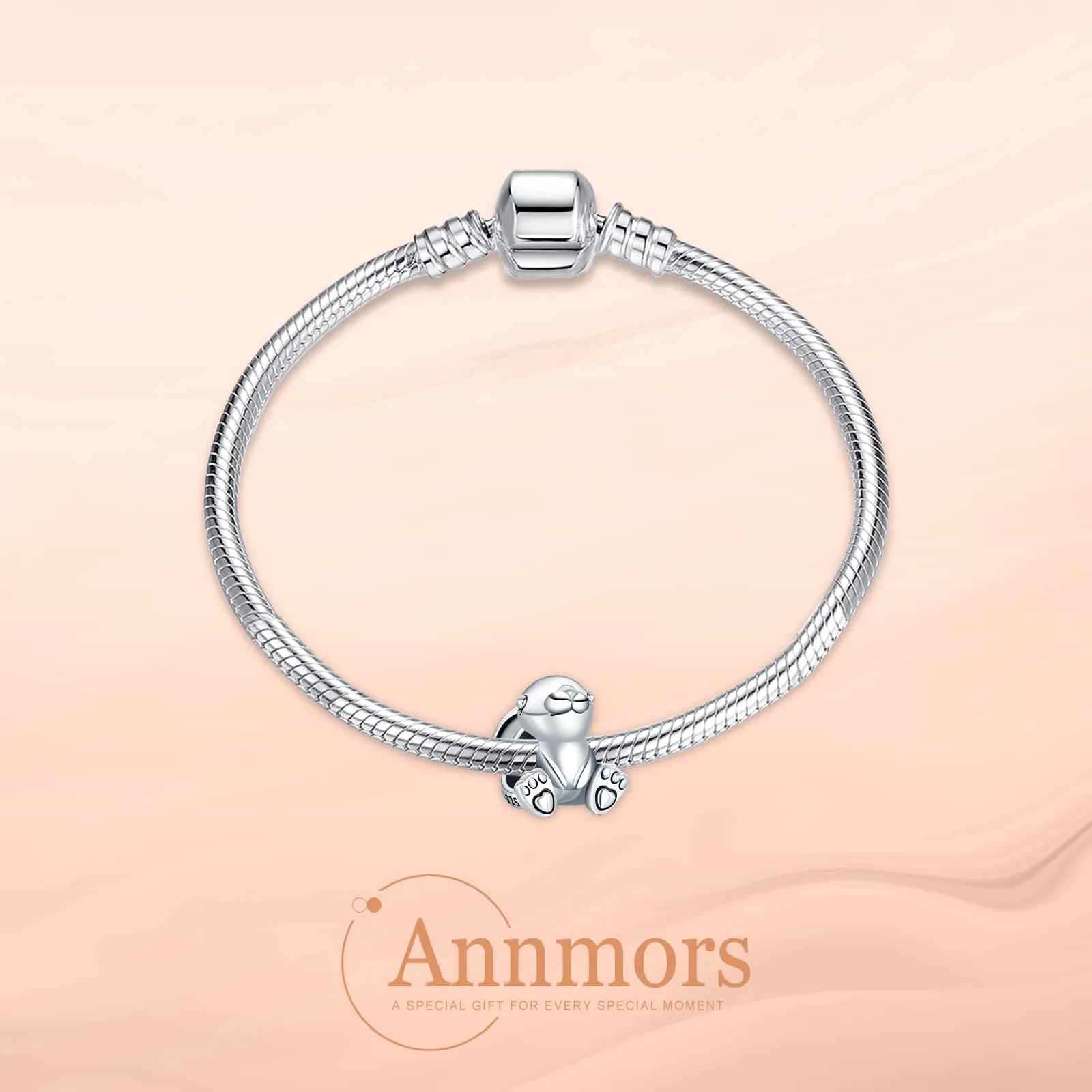 Annmors Ciondolo Nini il Coniglio in Argento 925 e Zirconia Cubica per Bracciale Charm - immagine 2
