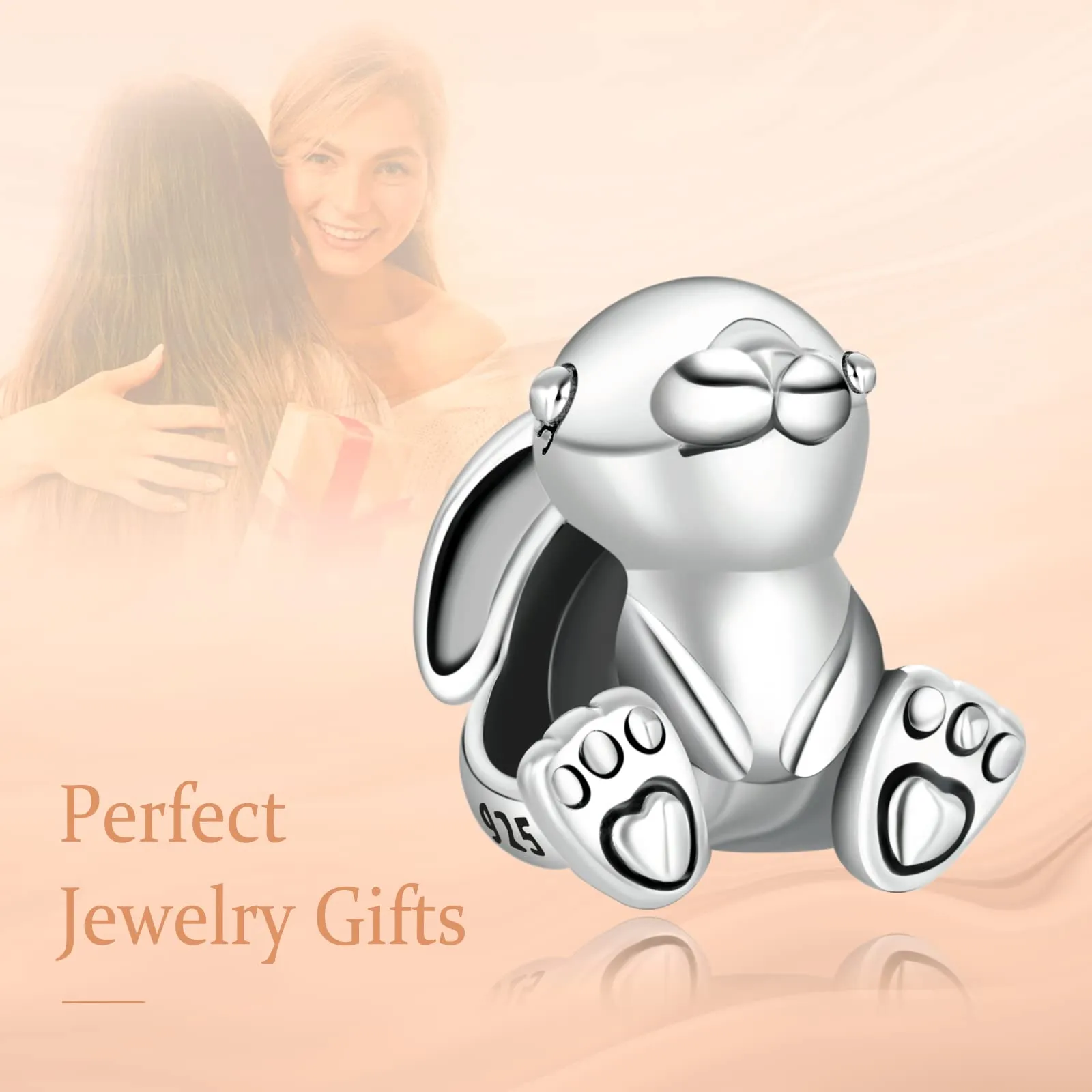 Annmors Ciondolo Nini il Coniglio in Argento 925 e Zirconia Cubica per Bracciale Charm - immagine 3