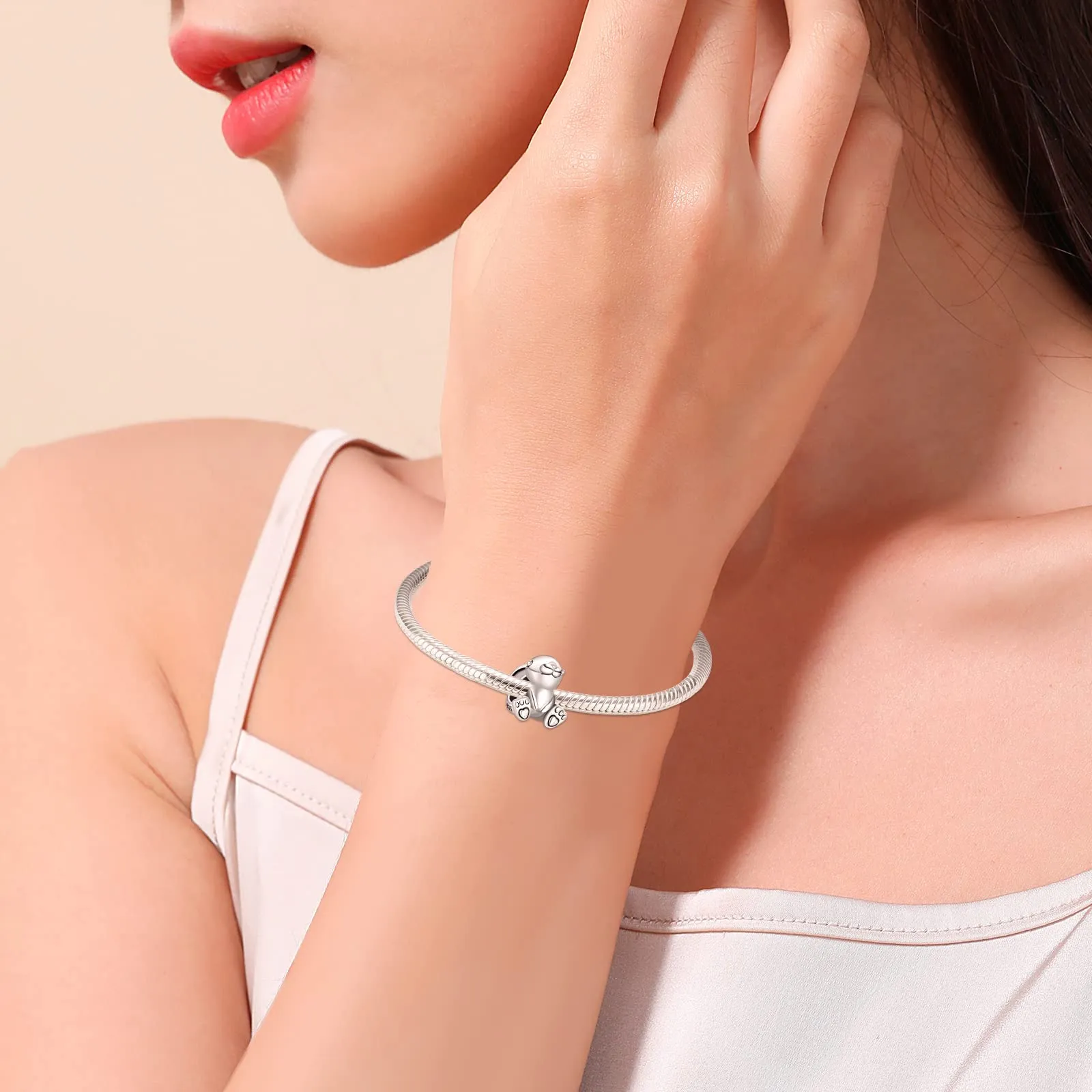Annmors Ciondolo Nini il Coniglio in Argento 925 e Zirconia Cubica per Bracciale Charm - immagine 5