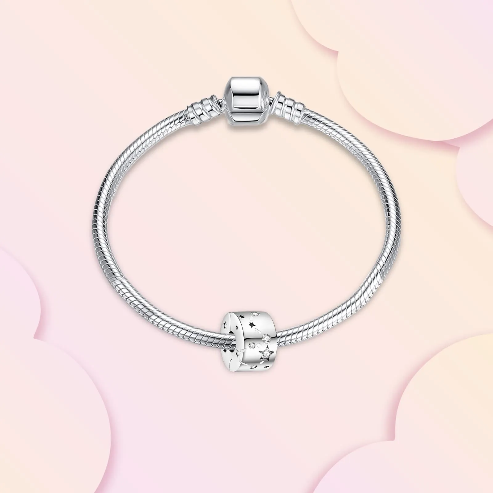 Annmors Sparkling Star Clip Charm, S925 Sterling Silver, Compatible with European Bracelets and Necklaces - immagine 2
