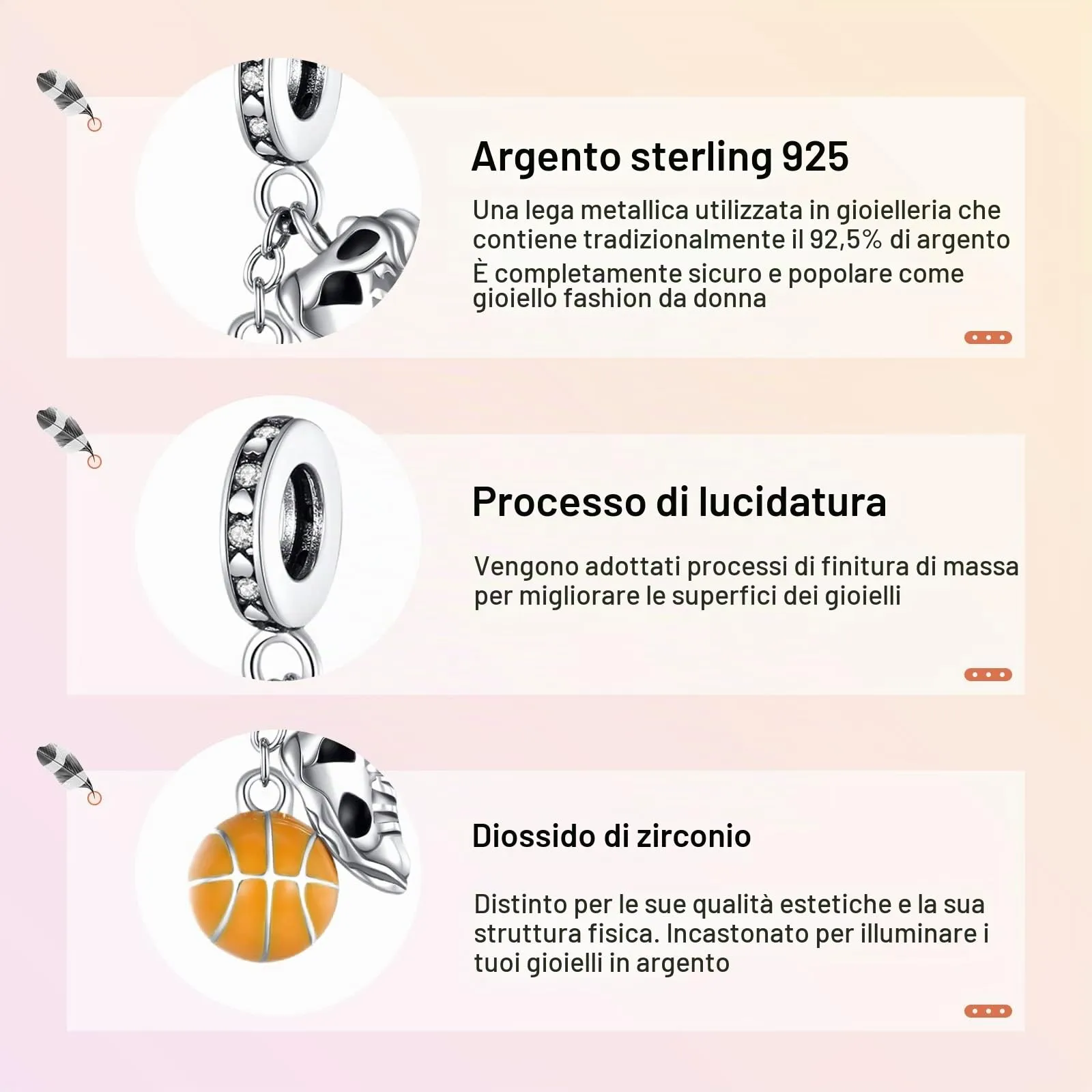 Annmors Ciondolo in Argento Sterling 925 Basketball Shoe con Zirconi Cubici - immagine 4